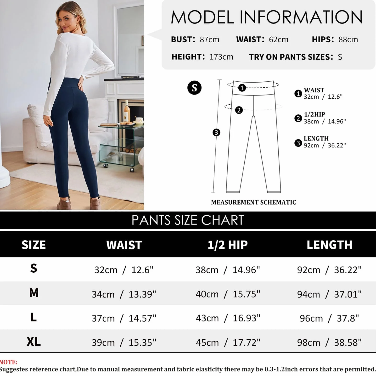 Tolaler Damskie legginsy polarowe, ciepłe legginsy damskie na zimę, legginsy termiczne z wysokim stanem, do jogi, fitnessu, na narty, grube, rozciągliwe legginsy