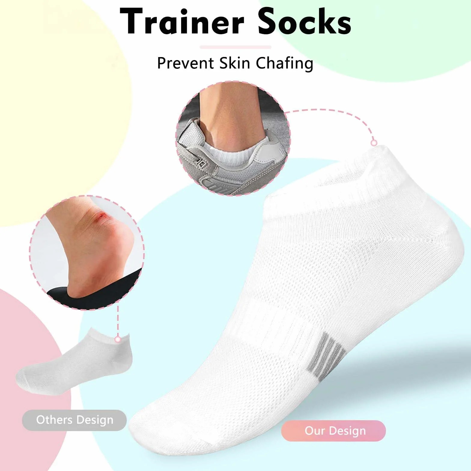 10 par skarpet do sneakersów, damskie/męskie, czarne i białe, skarpety stoperowe, pasują do 38-47, buty sportowe, buty do biegania, buty trekkingowe, skarpety do biegania