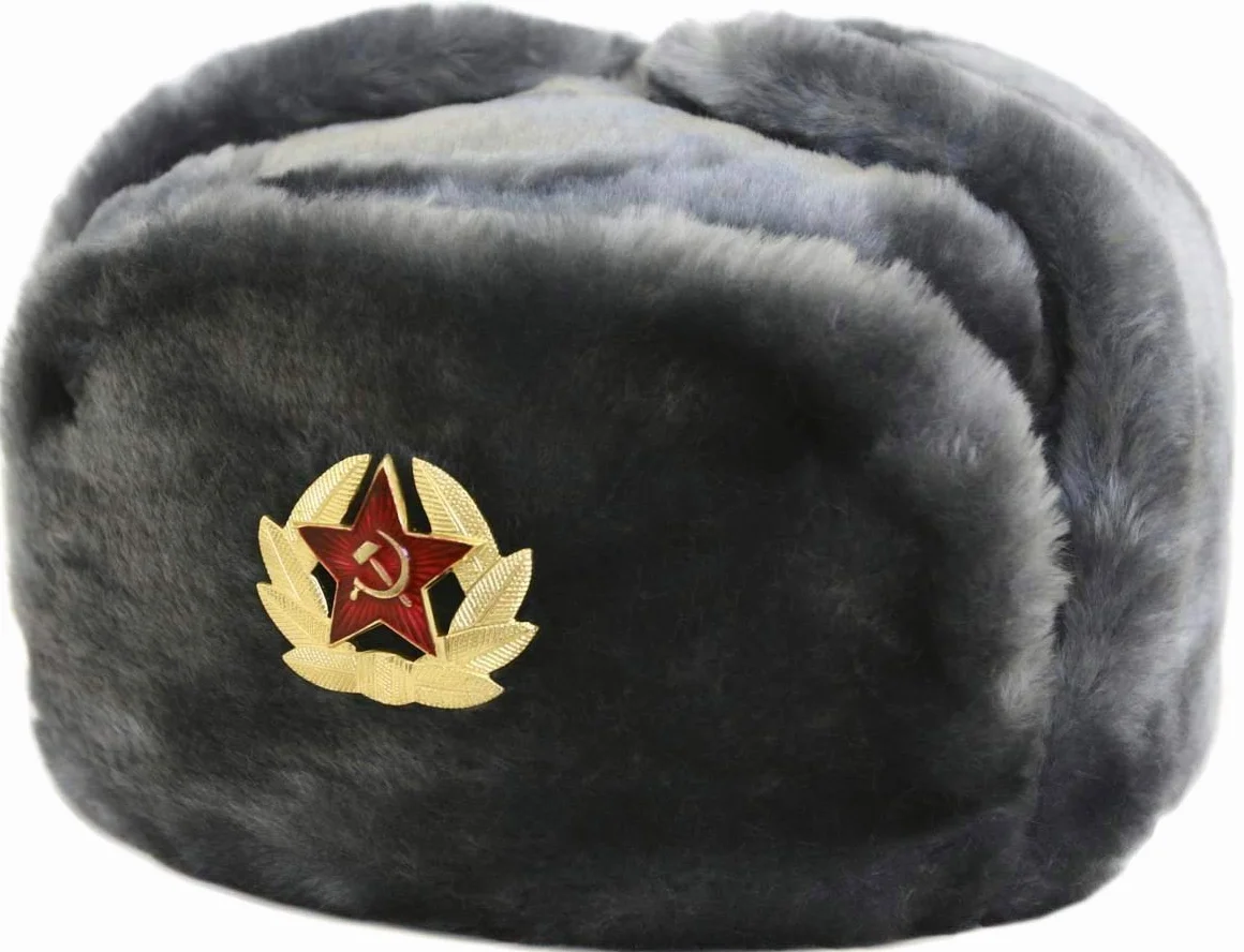 Rosyjska armia radziecka futro wojskowy kozak uszanka kapelusz, Szary, XS