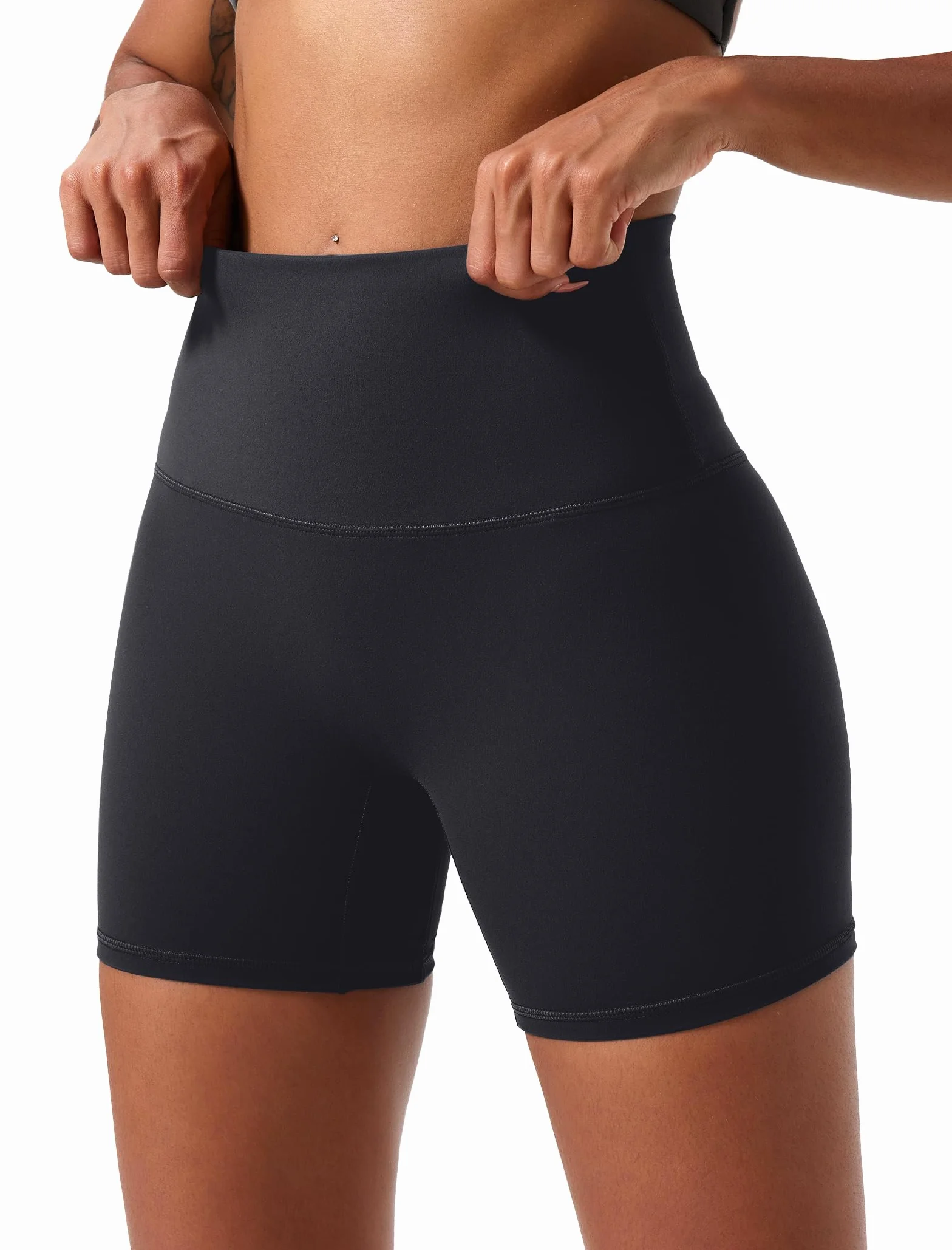 Voenxe Damskie Spodenki Sportowe do Jogi z Wysokim Stanem, Push Up Sportowe Spodnie Scrunch Butt, Fitness Trening Elastyczne Sportowe Szortów, Sportowe Rajstopy Trening Bieganie Sport, 2 Sztuk