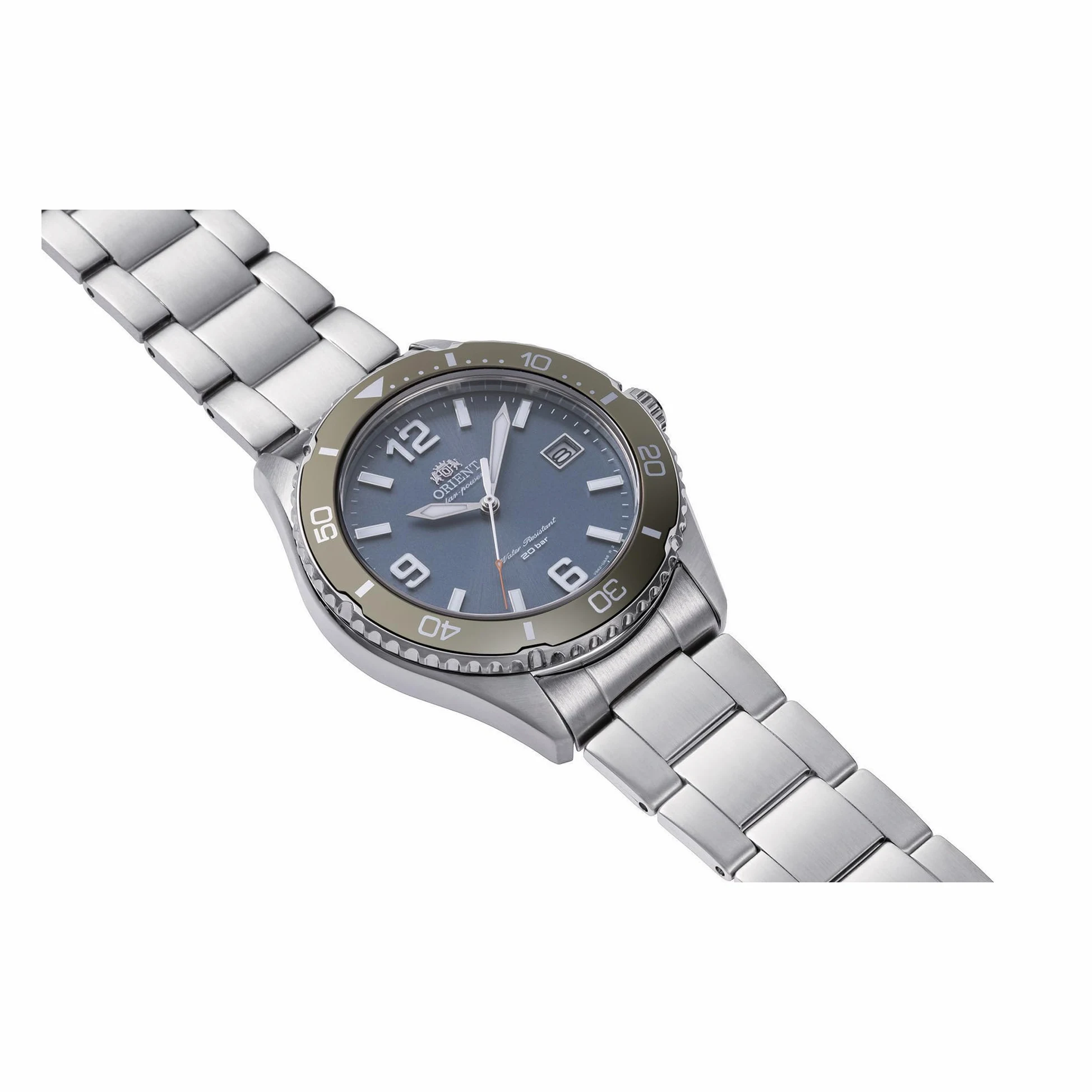 ORIENT Sports Diver Mako Solar 40 mm - Zegarek na rękę ze stali sportowej do nurkowania na co dzień RA-WJ00, granatowy, Sportowy