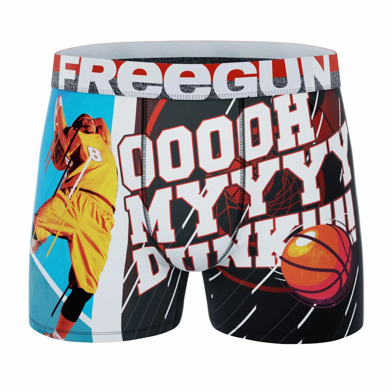 FREEGUN Sportowe bokserki dziecięce, oryginalne bokserki chłopięce, wyjątkowo miękkie i oddychające (zestaw 3) 14 lat/16 lat, Czarny/Czerwony/Biały/Niebieski, 14-16 ans