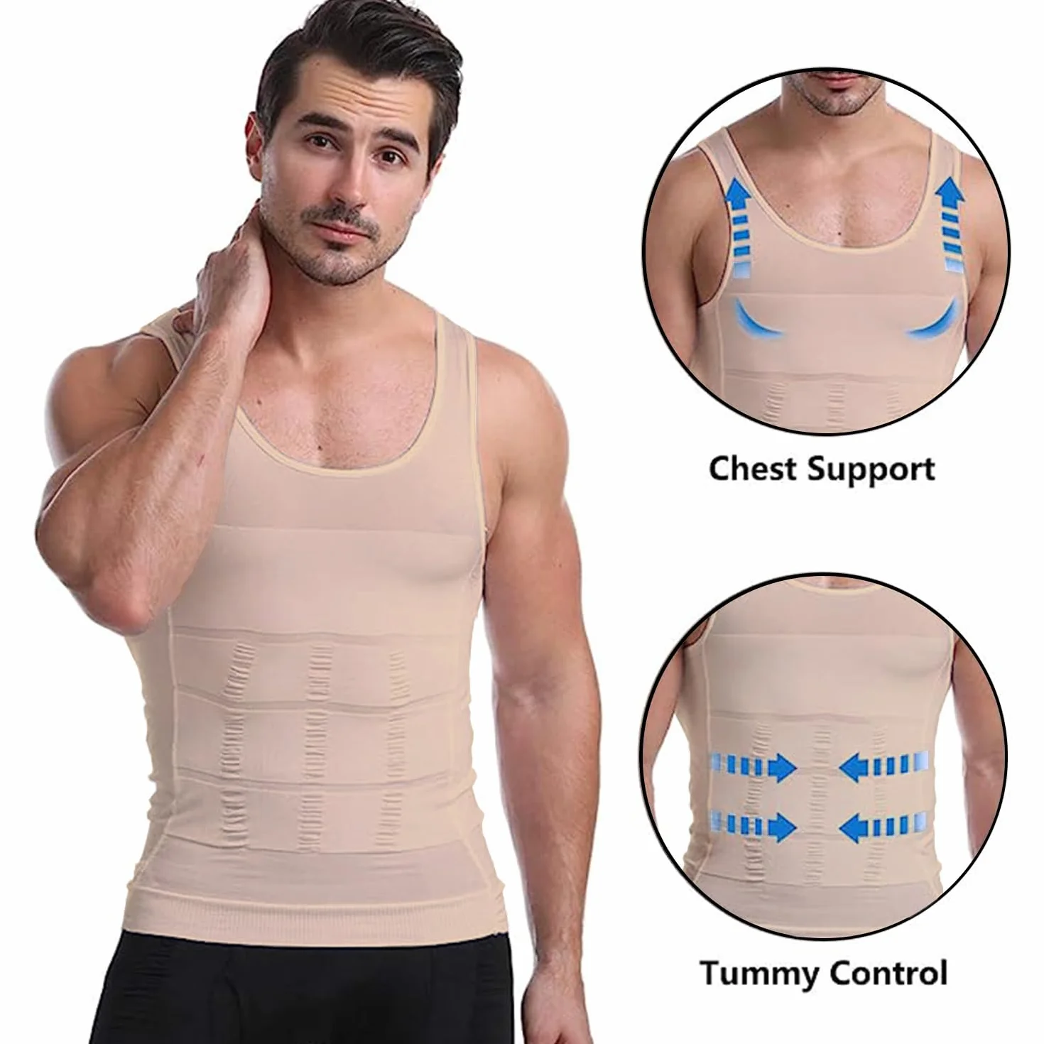 Męskie wyszczuplające tank top modelujące sylwetkę koszule kompresyjne dla mężczyzn wąskie podkoszulki kamizelka brzucha do treningu brzucha,
