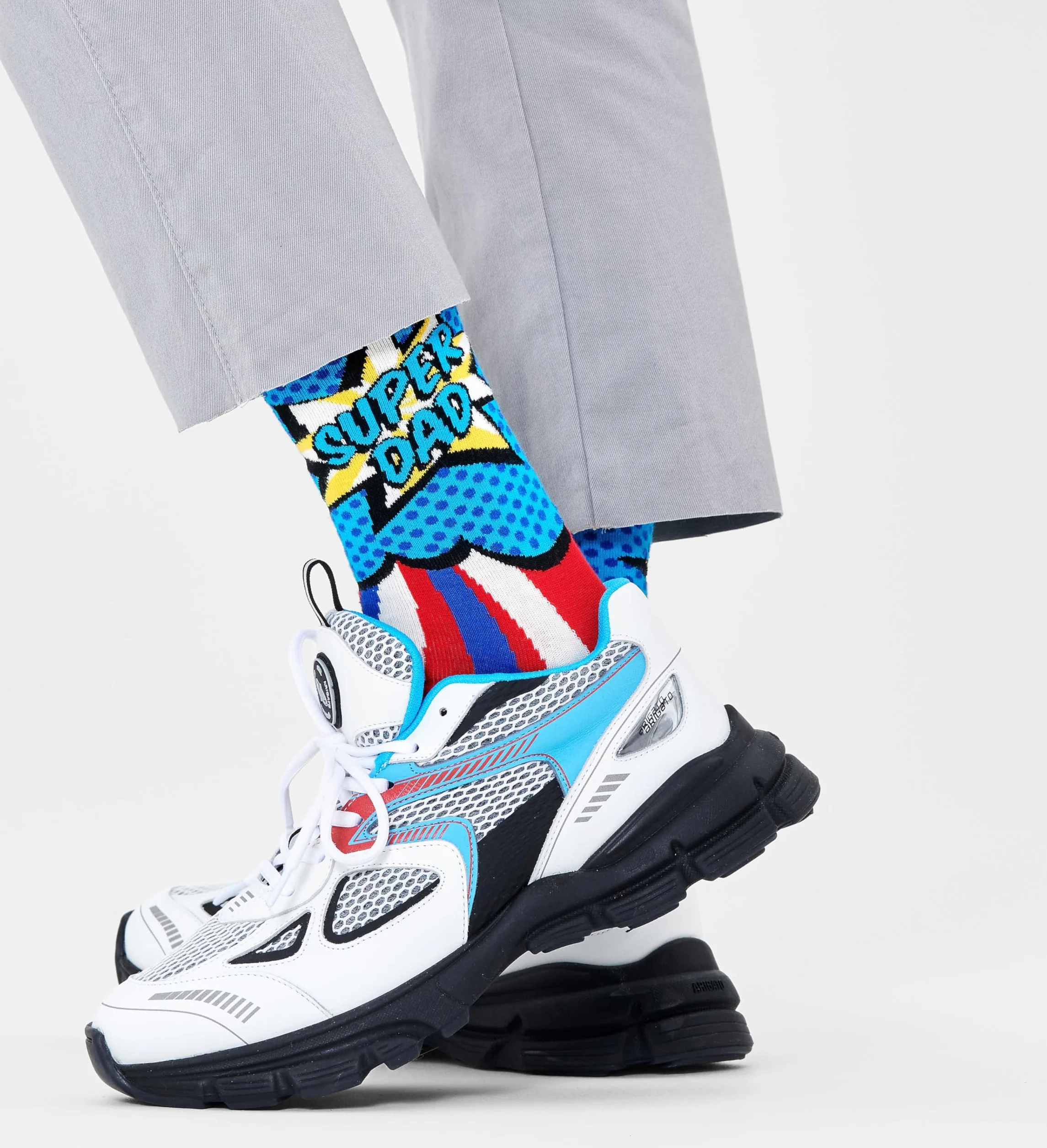 Happy Socks Super Dad Bawełniane Skarpetki Męskie Niebieskie 41-46