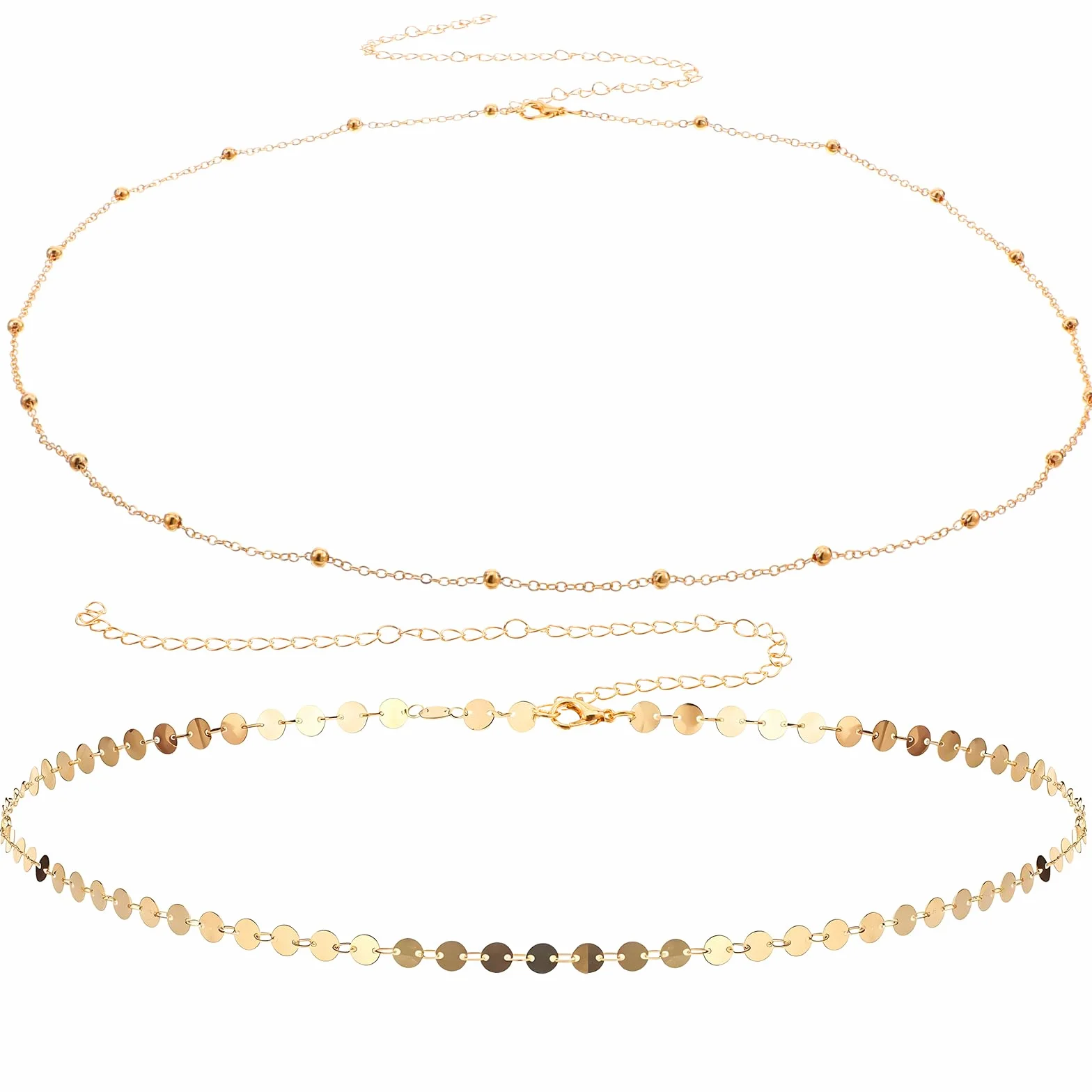 Nogeqi złoty łańcuszek na brzuch, regulowany metalowy frędzelkowy pas łańcuszkowy, elegancka łańcuszkowa biżuteria na brzuch, perłowa łańcuszkowa biżuteria na talię, łańcuszek na brzuch do bikini dla