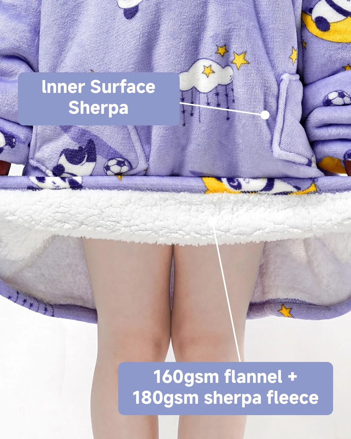 Wenlia Ponadwymiarowy koc z kapturem dla dzieci, pluszowa bluza z kapturem Sherpa, nowość, bluza dla dziewczynek, super ciepła, flanelowa, do noszenia, na co dzień, z kieszenią i rękawami, dla