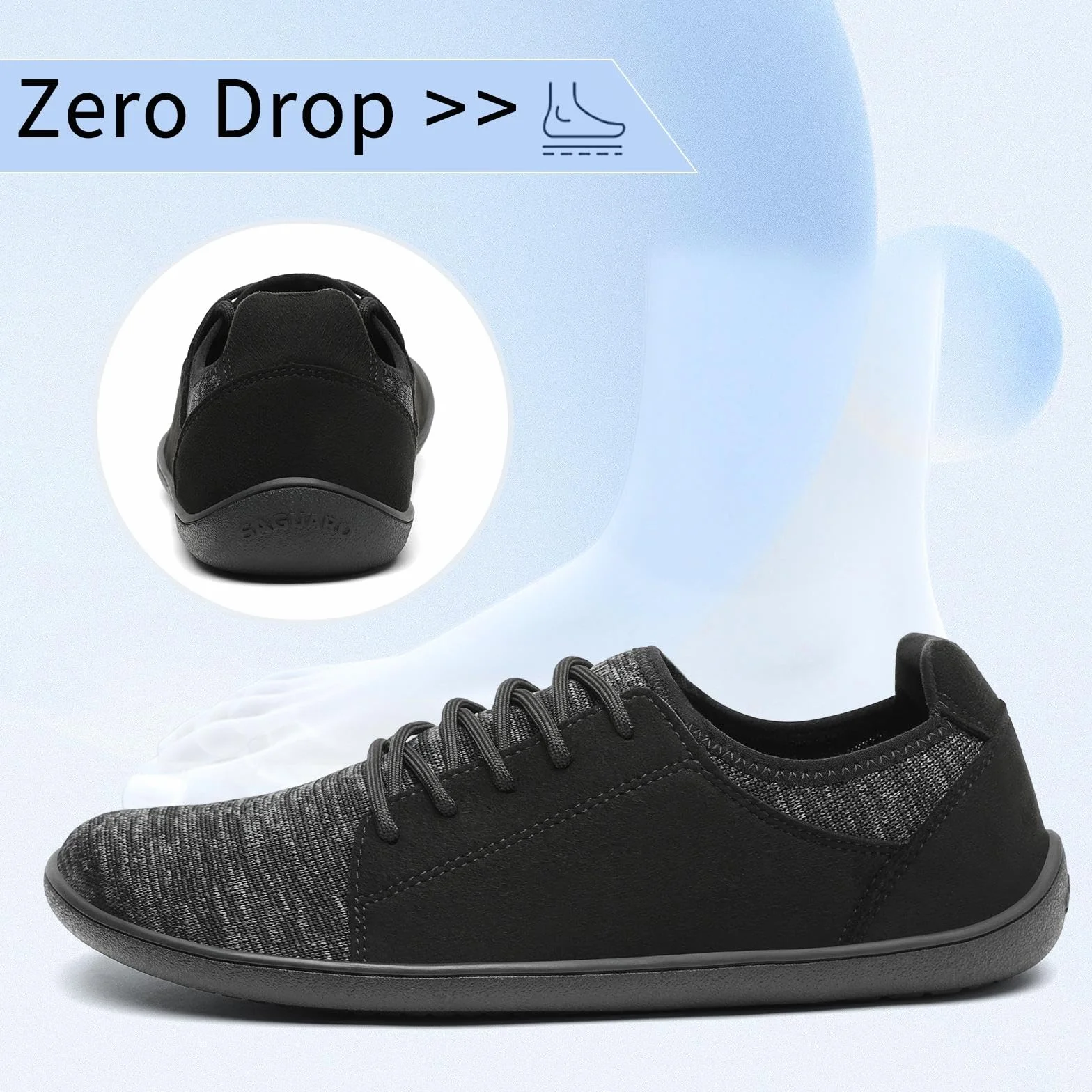 SAGUARO Męskie i damskie minimalistyczne buty barefoot Free Walker Luck III-Casual, oddychające buty do chodzenia unisex, 36-48 EU
