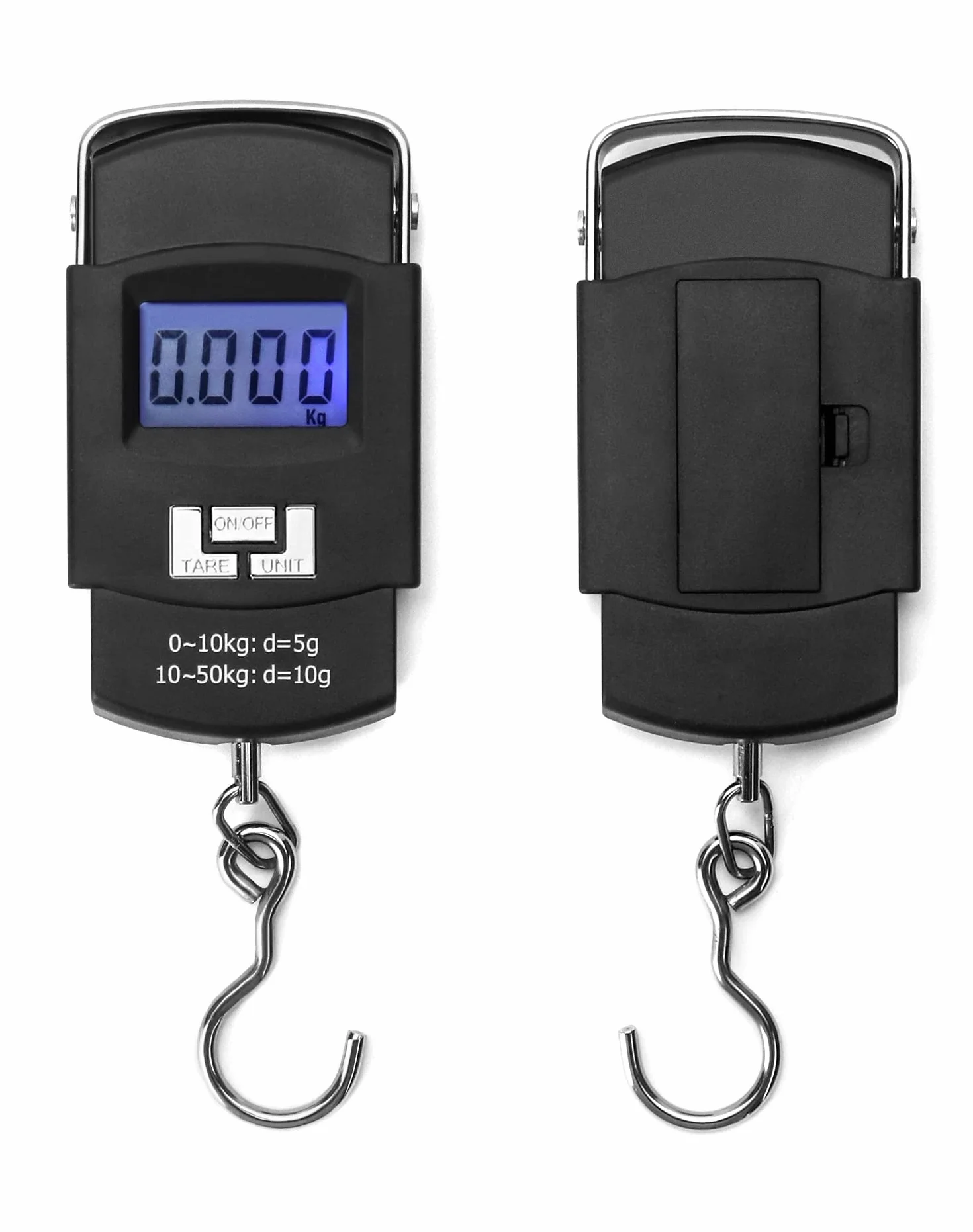 QWORK® Przenośna waga bagażowa 50 kg, cyfrowa waga bagażowa, waga bagażowa, idealna do pomiaru ryb, bagażu, baterii nie wchodzi w skład zestawu