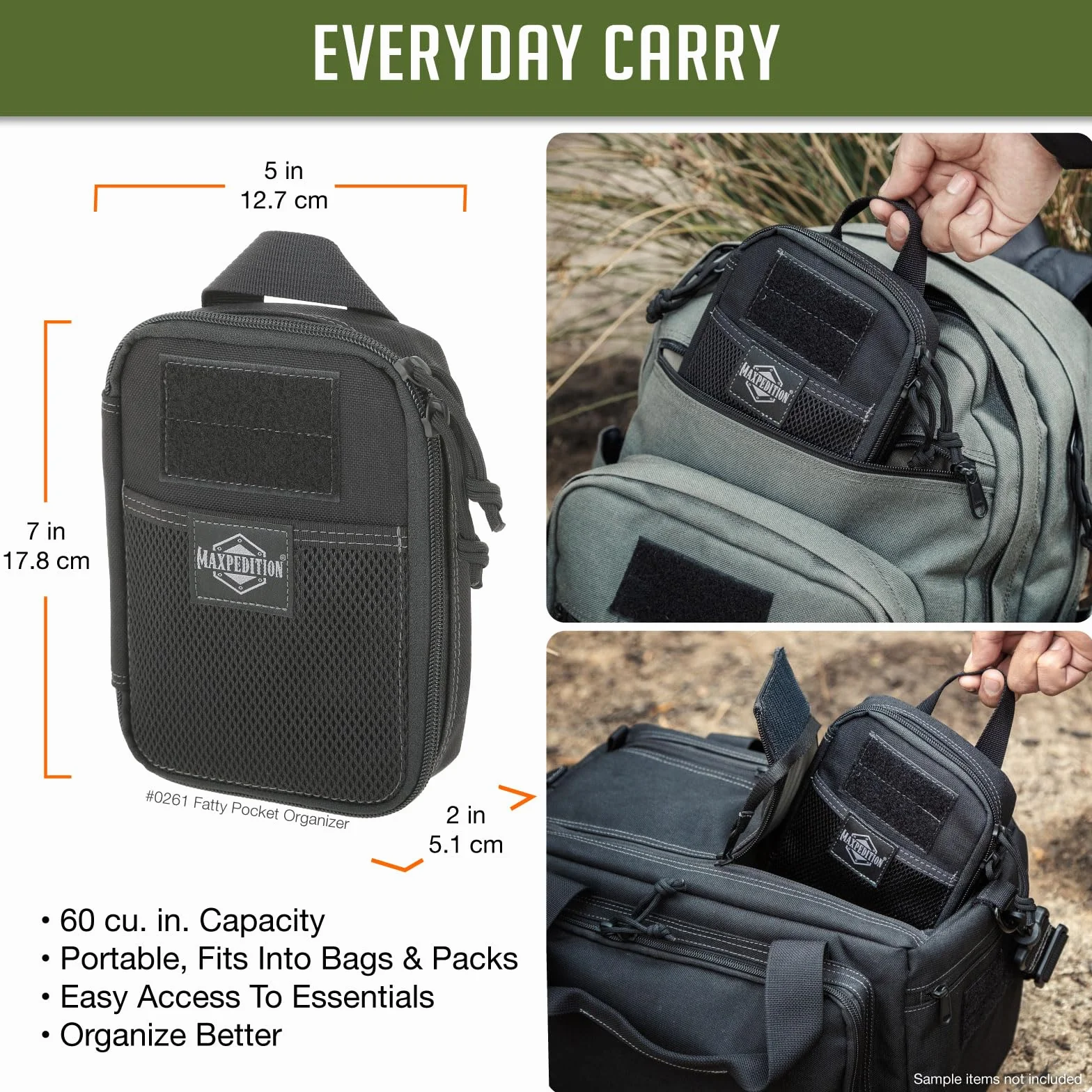 Maxpedition Organizer kieszonkowy Fatty 2012, czarny, Czarny, 20 in, Organizer do torby