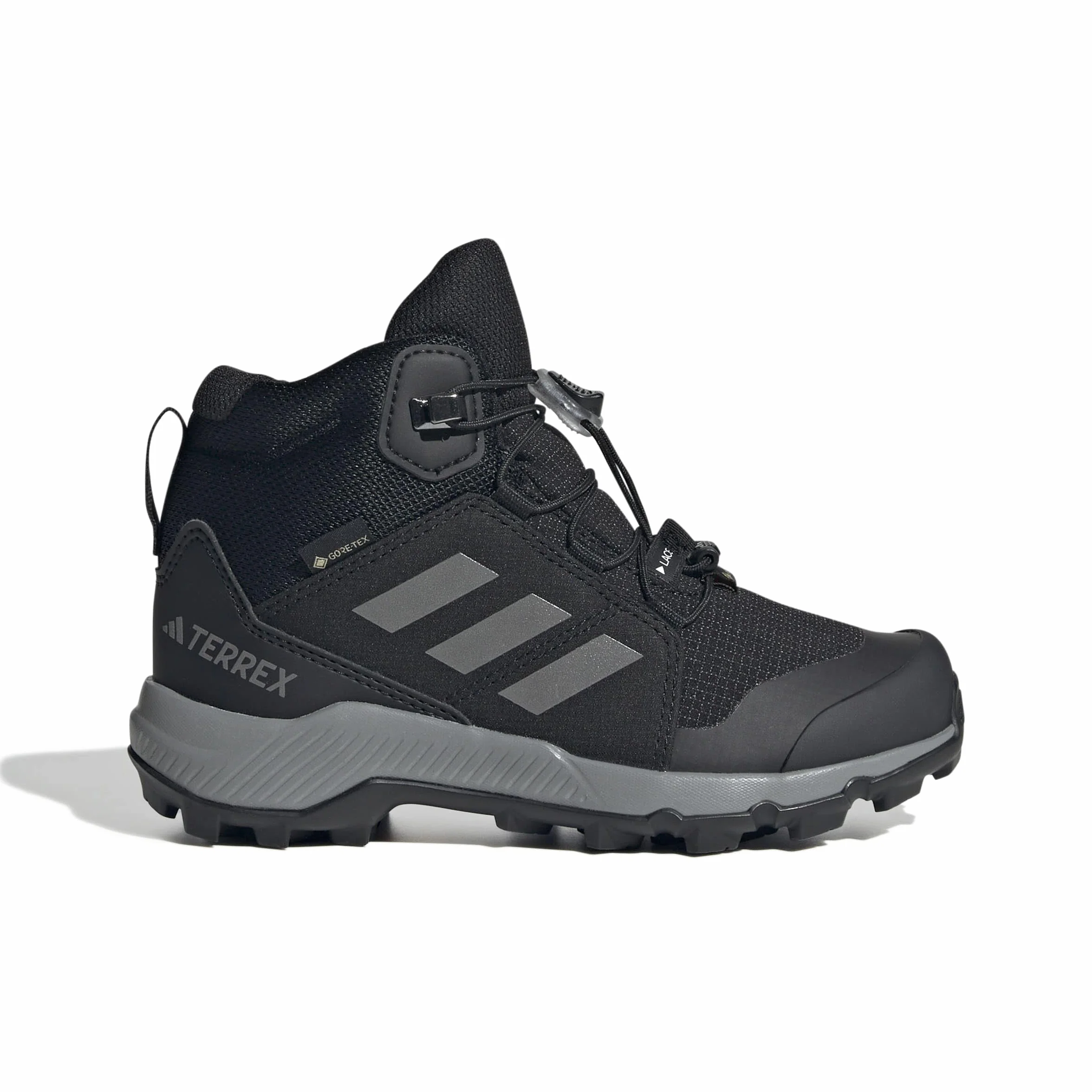adidas Uniseks - dzieci Terrex Mid Gore-Tex Hiking Kids Shoes, Core Black/Grey Three/Core Black, 35.5 EU