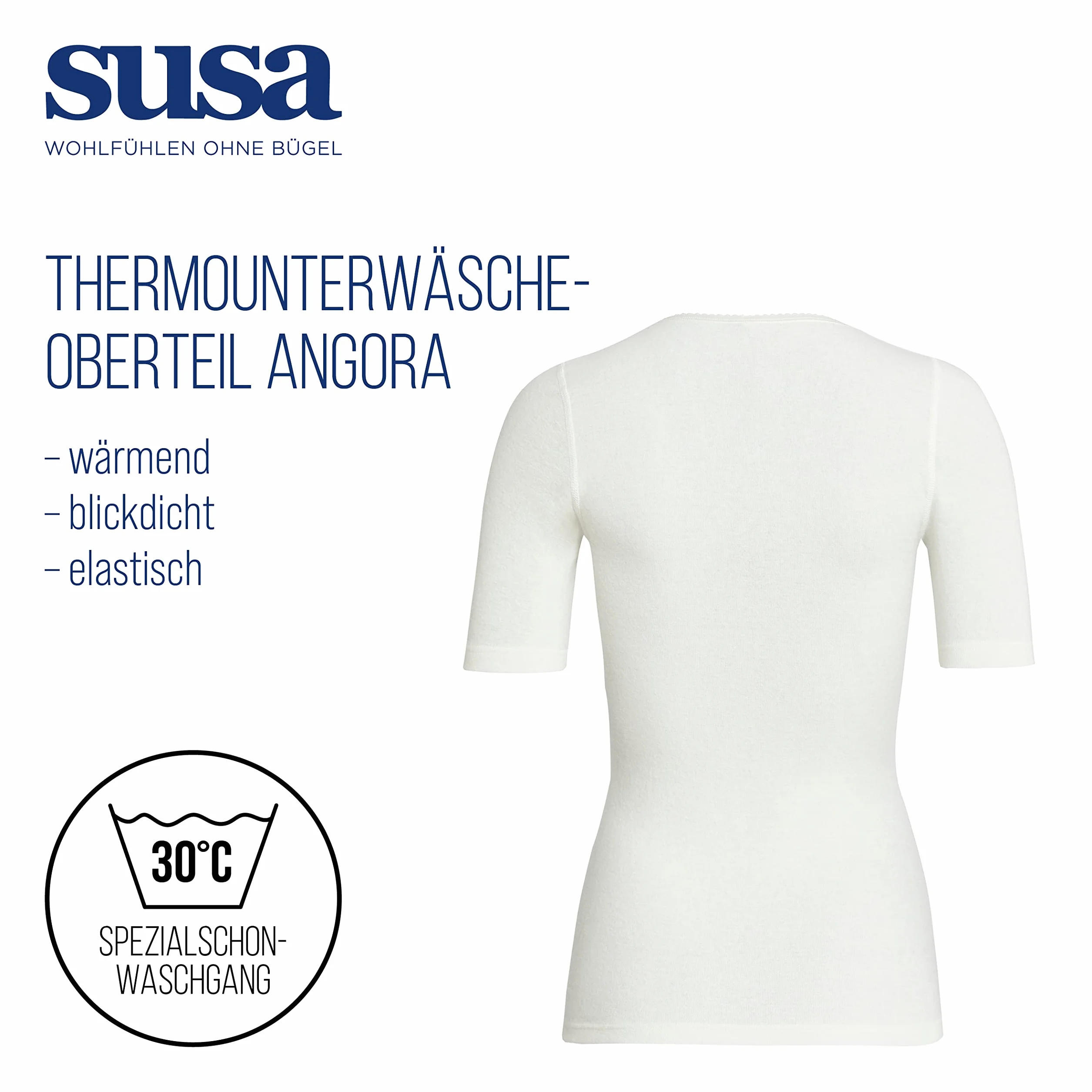 Susa Kobiety Angora Spenzer Koszulka Termiczna, Biały, L