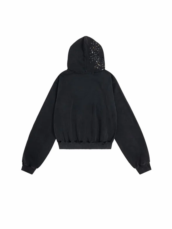 Aelfric Eden Damska bluza z kapturem z kamieniami strasu, męska kurtka z kapturem, streetwear, hip-hop, bluza z kapturem, zamek błyskawiczny z kieszeniami