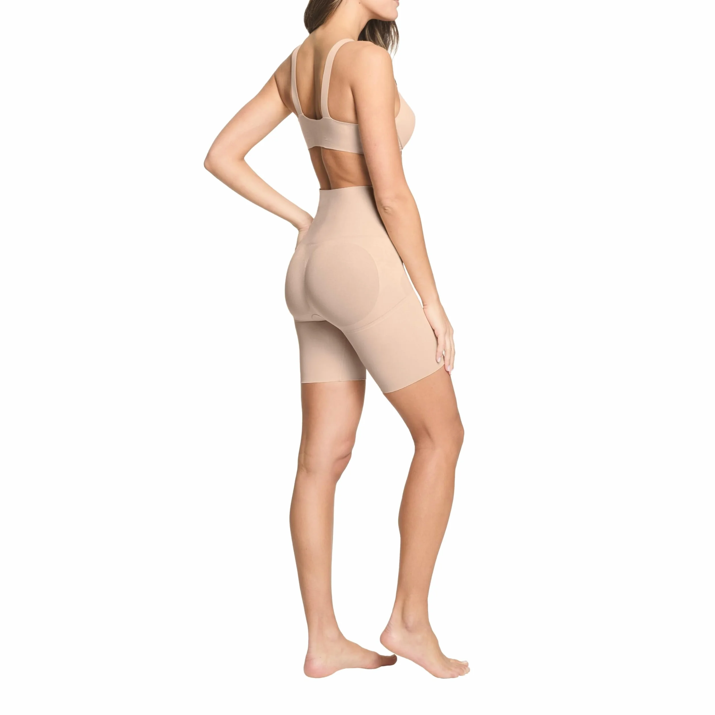 ASSETS by SPANX krótkie bezszwowe szorty modelujące do połowy uda - bardzo mocna kompresja - kontrola uda i brzucha - wygodne i oddychające