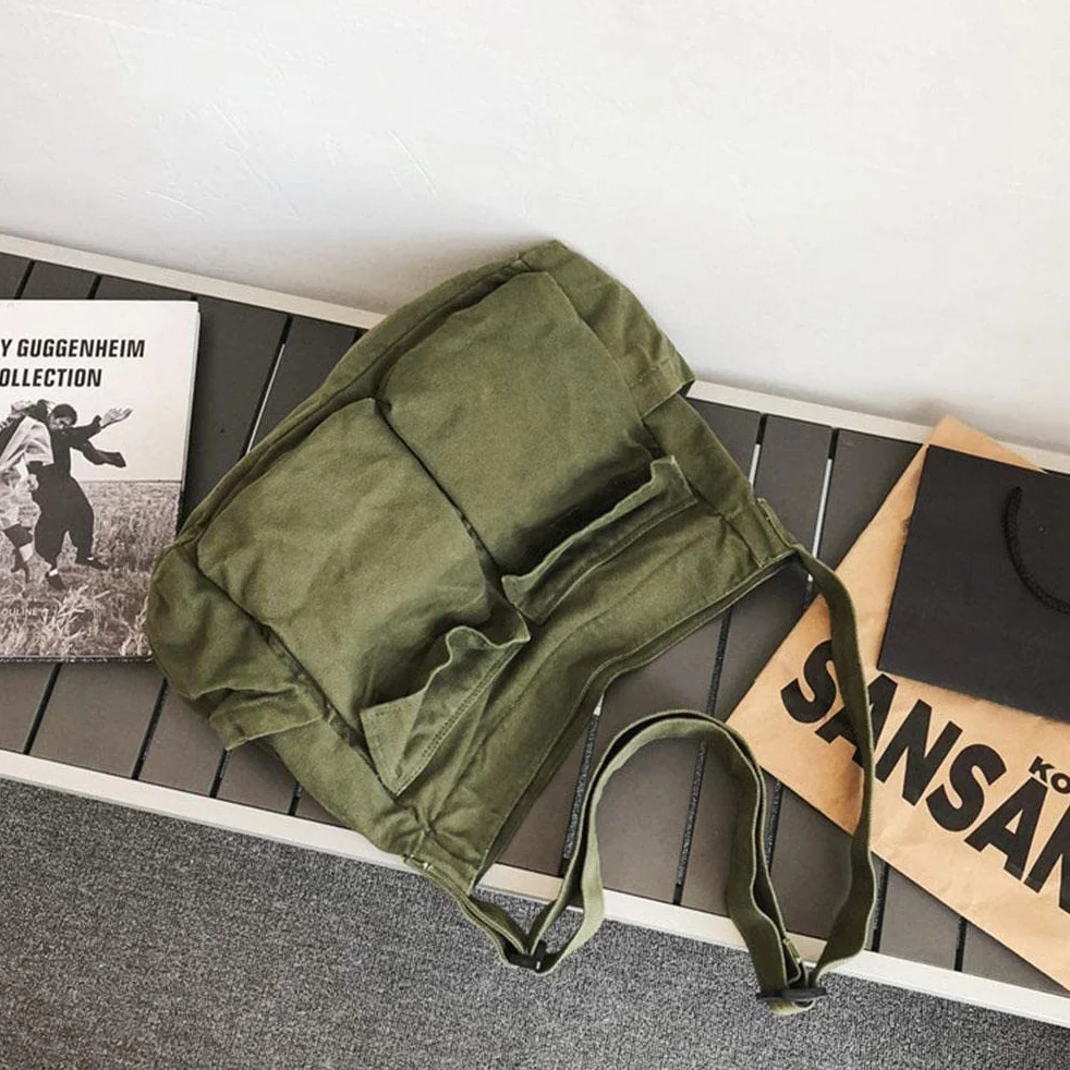 Płócienna Torba Kurierska, Płócienna Torba na ramię z Wieloma Kieszeniami, Duża Torba na ramię Hobo dla Kobiet i Mężczyzn, Codzienna Torba na ramię dla Kobiet i Mężczyzn