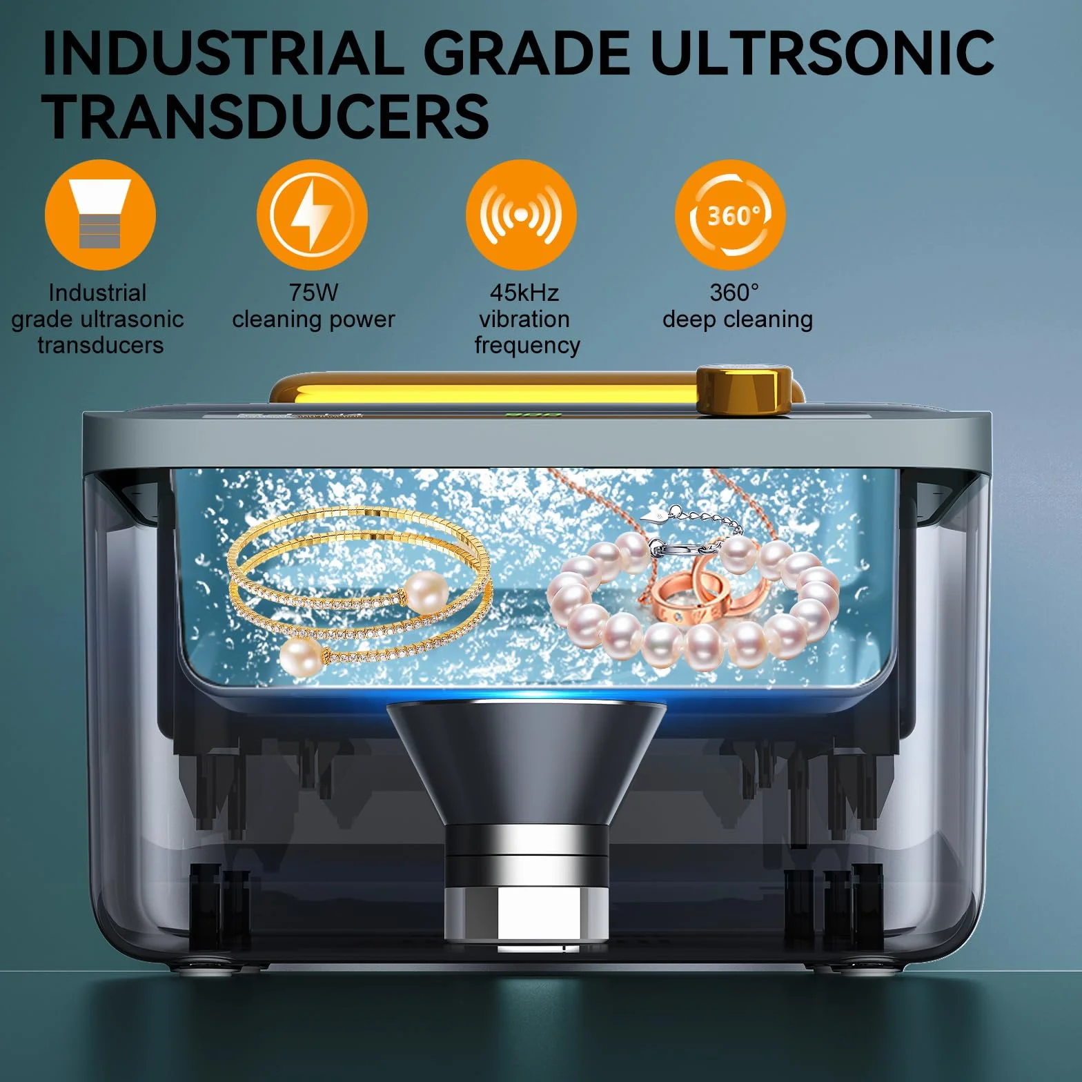 Myjka ultradźwiękowa 900 ml, 75 W Urządzenie do czyszczenia ultradźwiękowego, Urządzenie ultradźwiękowe do czyszczenia z 6 trybami czasowymi do biżuterii, okularów, zegarków, ochraniacz na