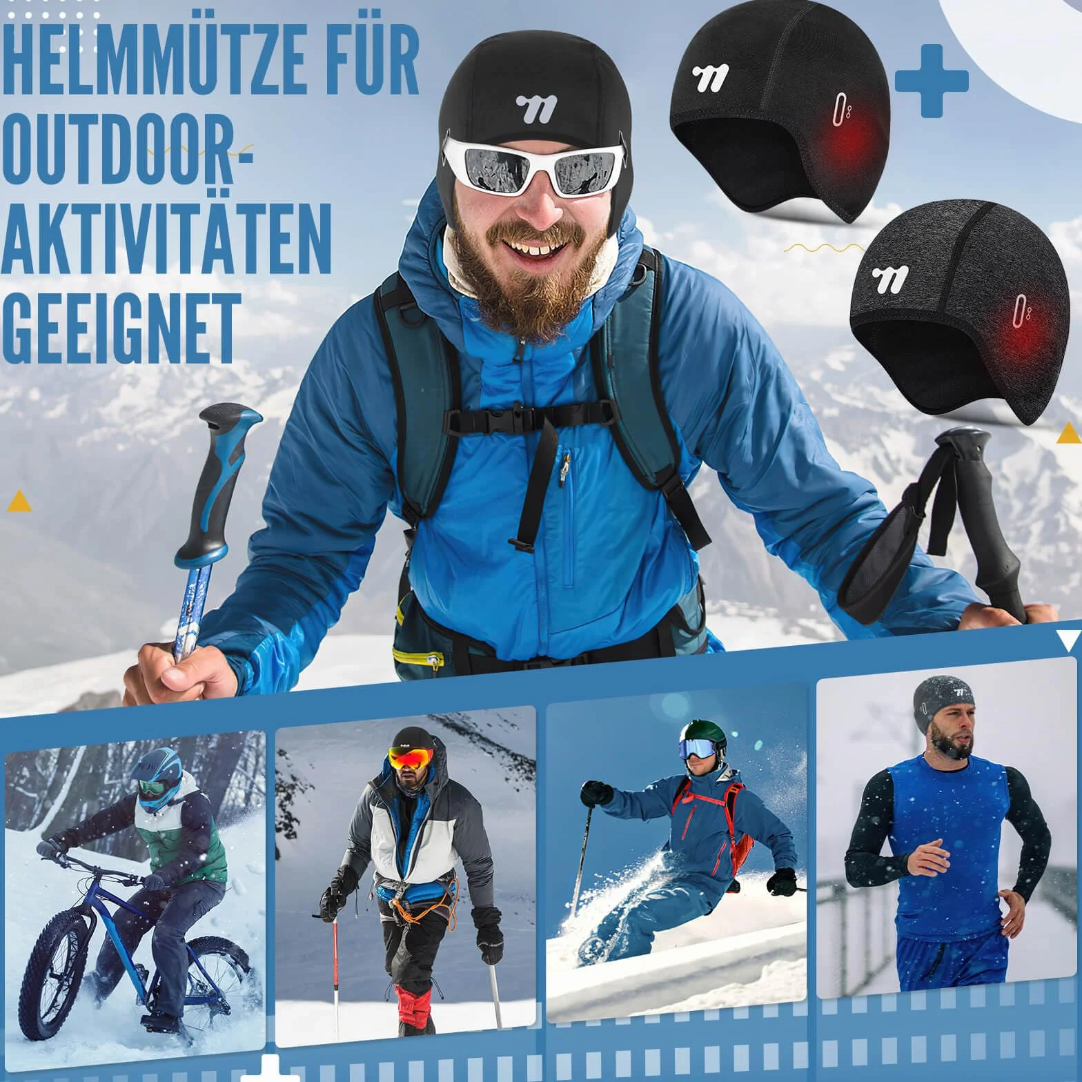 WESTGIRL Czapka rowerowa, czapka pod kask dla mężczyzn i kobiet, ciepła, wiatroszczelna czapka zimowa, czapka sportowa ogrzewacz do biegania, jazdy na rowerze, jazdy na nartach, snowboardzie i motocyklu