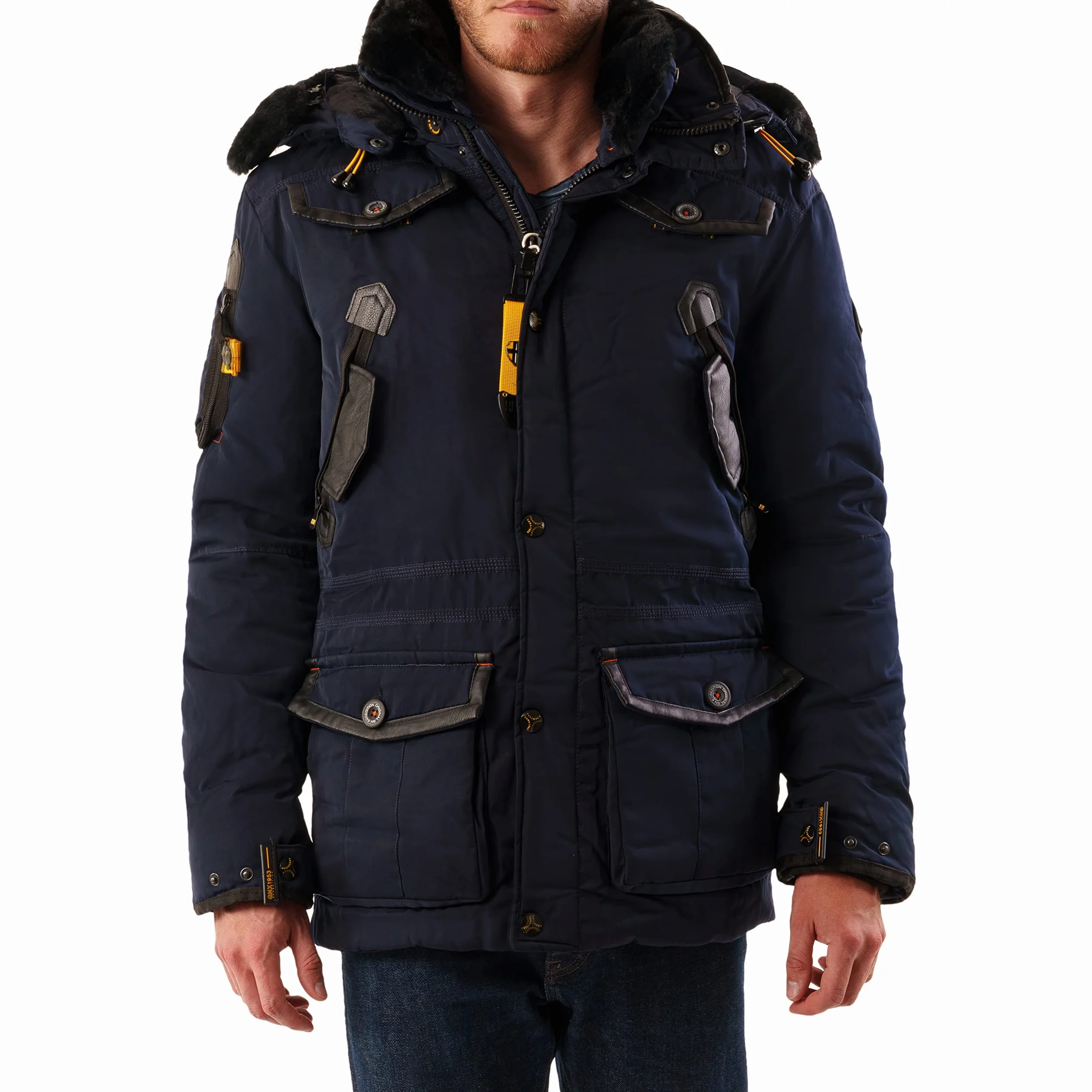 Geographical Norway Acrobate Men ciepła parka dla mężczyzn, na jesień i zimę, szeroki płaszcz, odporny na działanie wody, z kapturem, ciepła kurtka, wiatrówka dla mężczyzn, idealny prezent