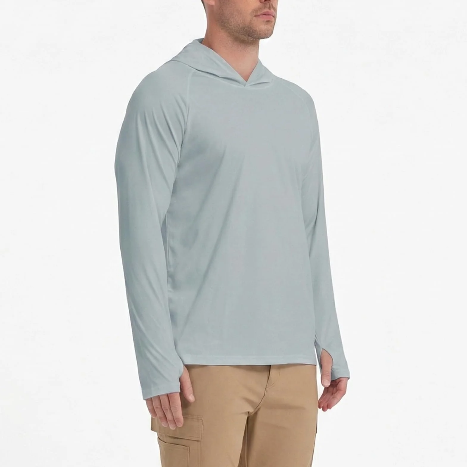 HYCOPROT Męskie koszule Rash Guard UPF 50+ koszule chroniące przed słońcem z długim rękawem bluza z kapturem UV topy kąpielowe szybkoschnąca lekka koszulka wędkarska Rashguard SPF odzież do pływania