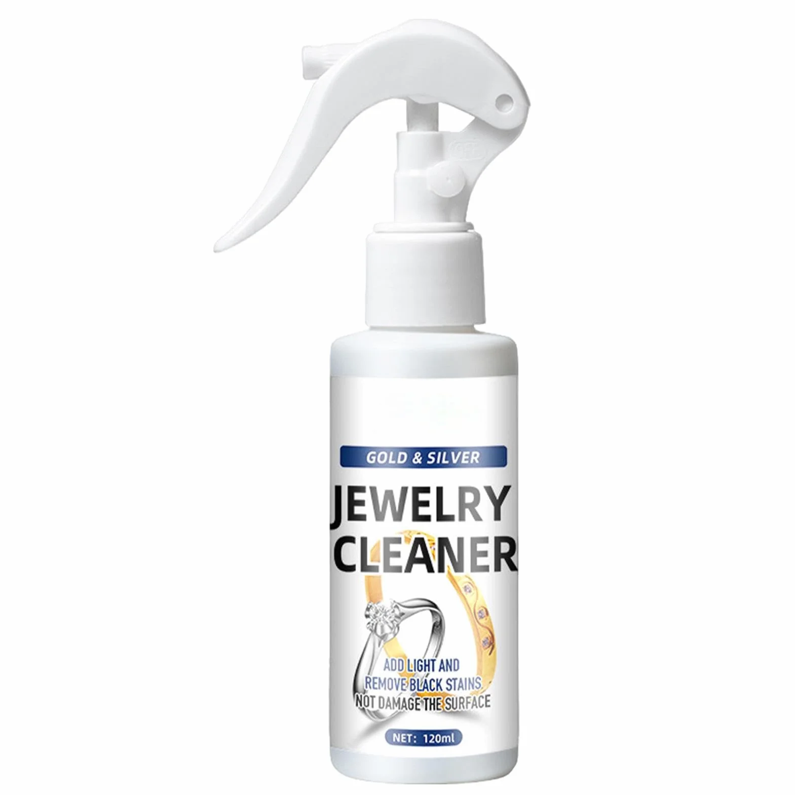 Spray do czyszczenia biżuterii, 120 ml, natychmiastowy środek do usuwania matowienia, rdzy i srebra, łagodny środek do czyszczenia biżuterii, do złota, mosiądzu, kamieni szlachetnych
