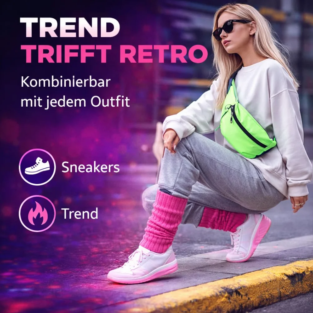 TK Gruppe Timo Klingler Skarpetki Neonowe - Rękawiczki neonowy różowy - Akcesoria kostiumowe do retro neonowego outfitu z lat 80. i 90. na karnawał i faszyng