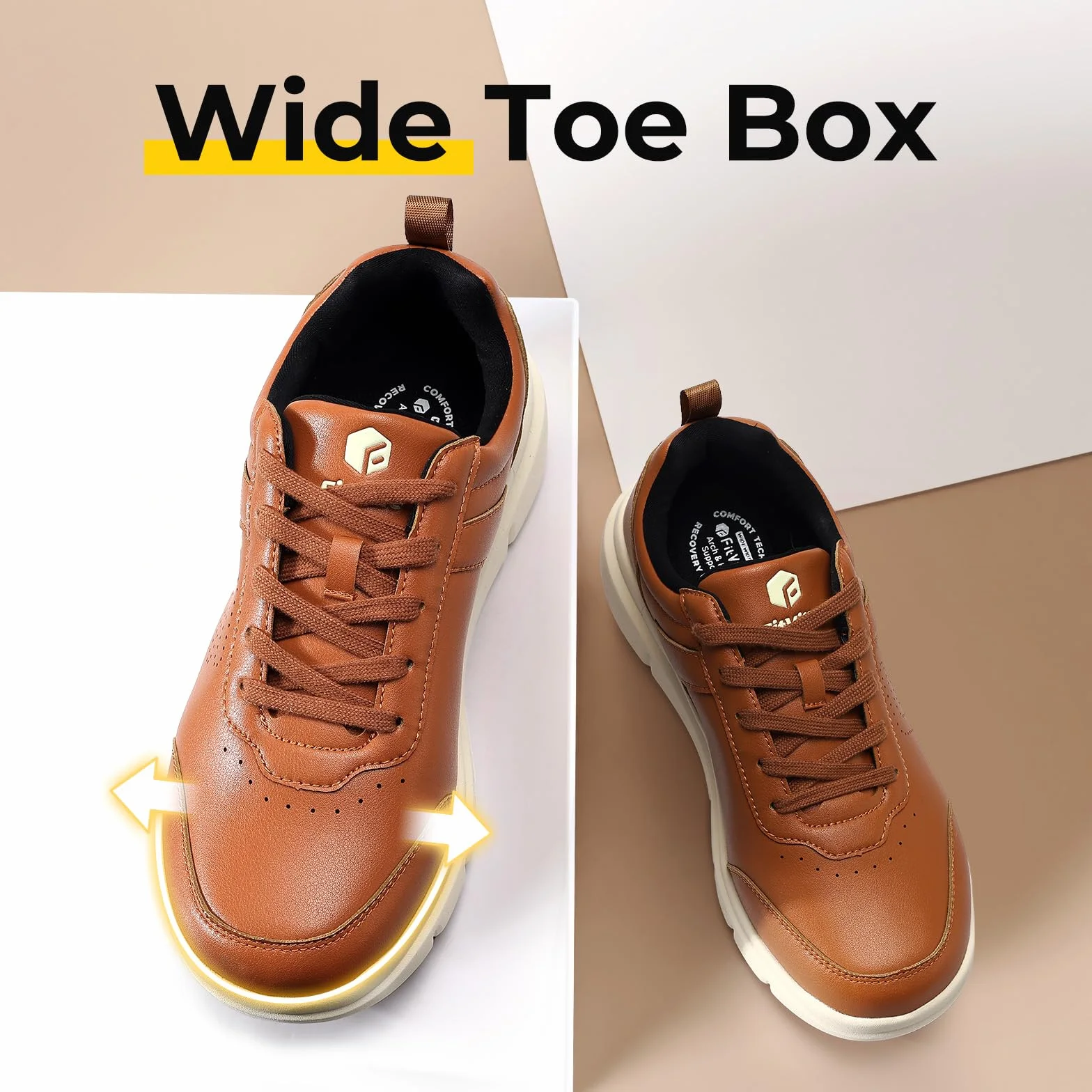 Fitville Extra Wide Buty Codzienne Męskie Super Miękkie Skórzane Trampki Sportowe Klasyczne Buty Sportowe Biznesowe Buty Sportowe Na Co Dzień Oddychające Buty Do Chodzenia