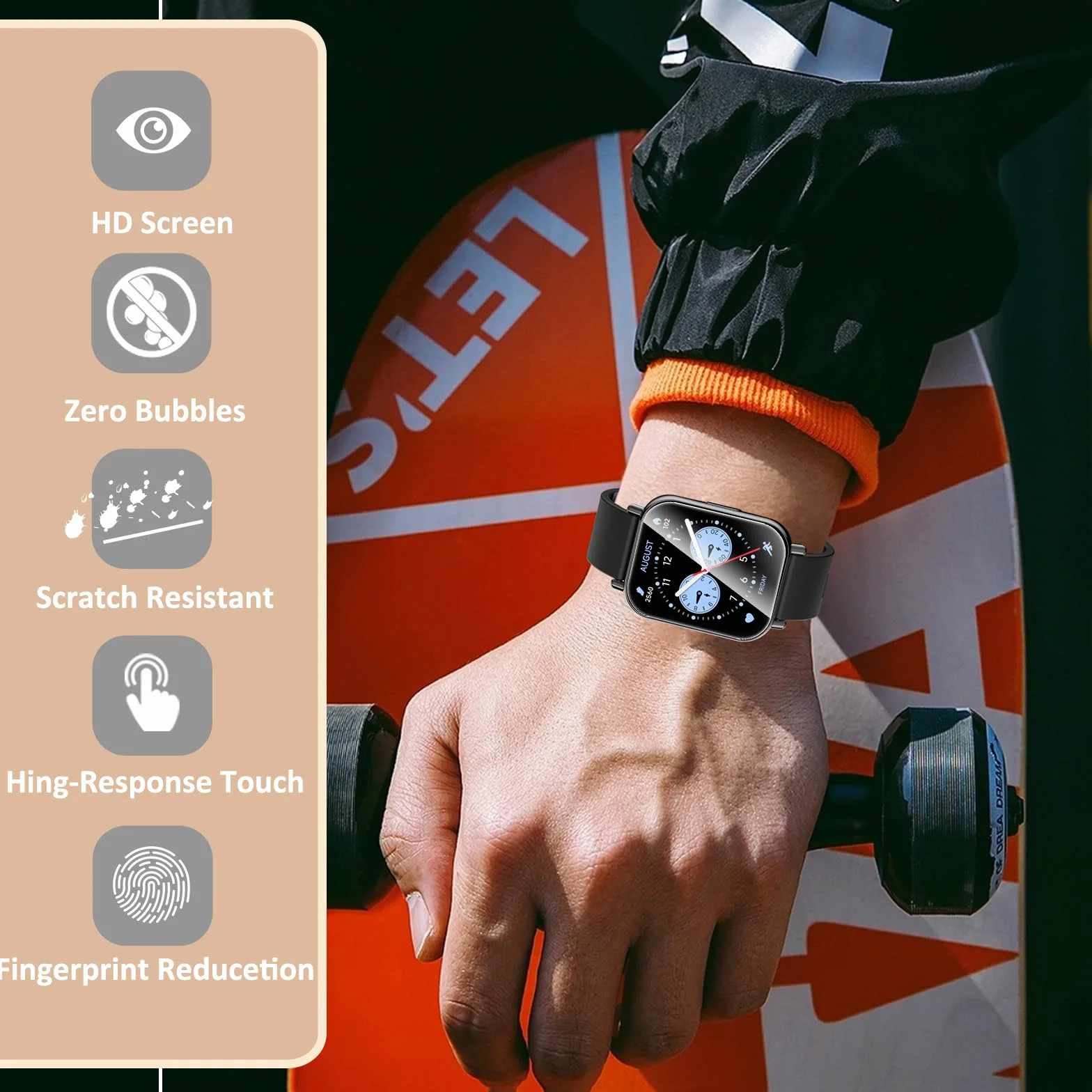 Hianjoo 6 sztuk folii ochronnej, kompatybilna z Xiaomi Redmi Watch 5 Lite, twardość 9H, odporna na olej/odporna na zarysowania, folia ochronna na wyświetlacz kompatybilna z Xiaomi Redmi Watch 5 Lite