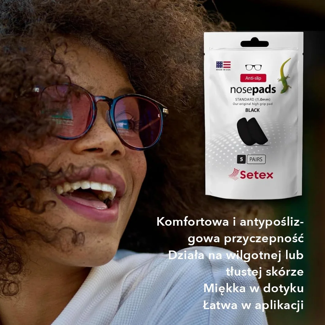 Setex Gecko Grip – Noski Do Okularów (5 Czarnych Par) – Antypoślizgowe Noski Do Okularów, Mikroteksturowane Włókna, Ultra-Mocna Przyczepność I Ultra-Miękkość, Samoprzylepne, 1 × 7 × 16 mm