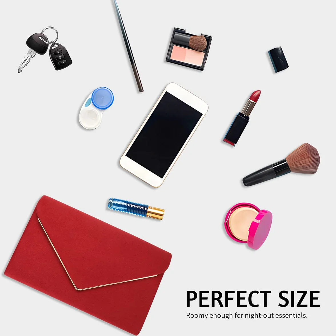BBjinronjy Torebki wieczorowe, kopertówka dla kobiet, torebki na wesele, przyjęcie koktajlowe, bal, crossbody, torba na ramię, sztuczny zamsz, z odpinanym łańcuszkiem
