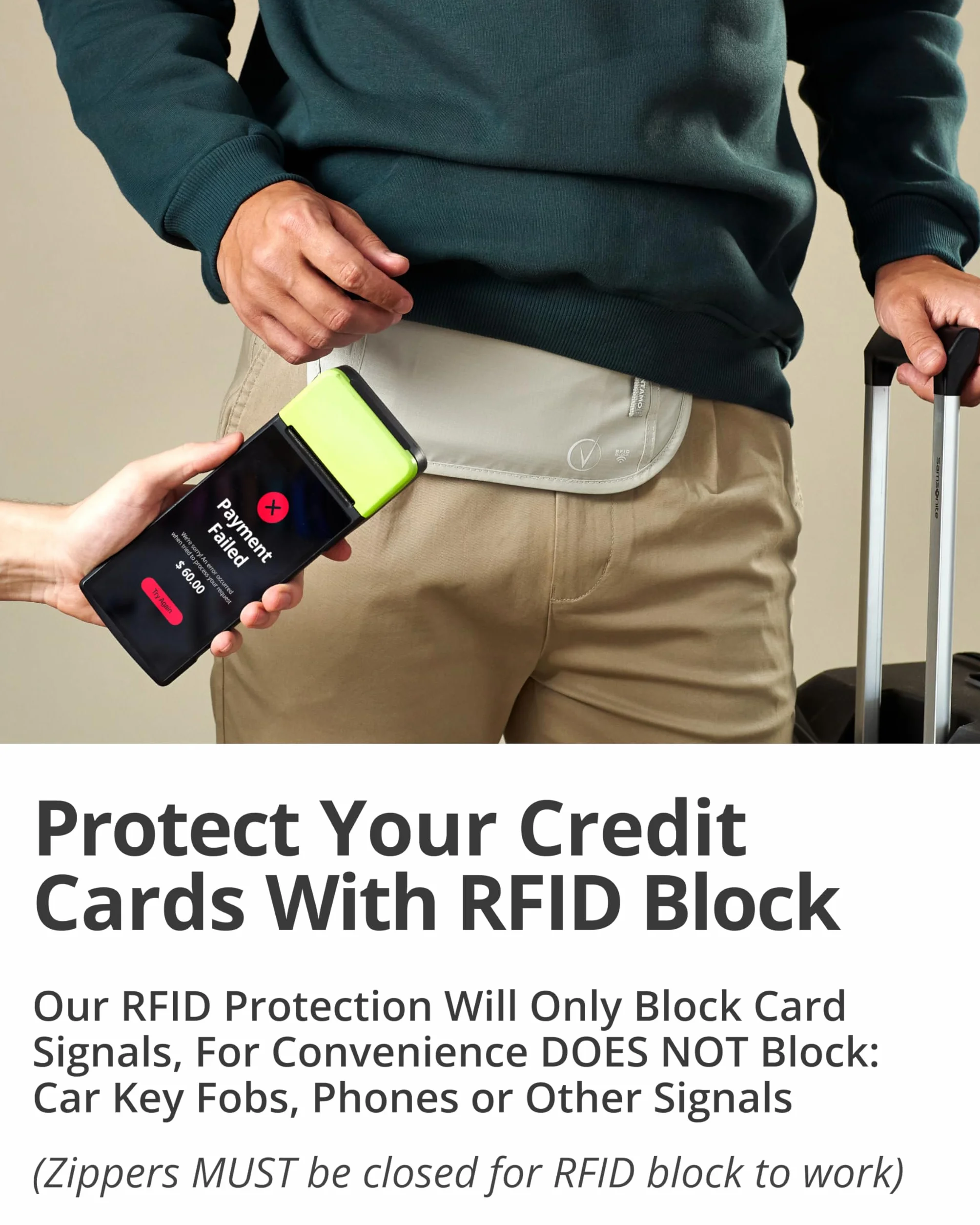 Vantamo Pas na pieniądze z RFID, dla mężczyzn i kobiet, ukryty uchwyt na paszport na podróż, 2 przegródki podróżne saszetka dla kobiet, antykradzieżowa, Chmura szara, Large (fits passport, phone, and