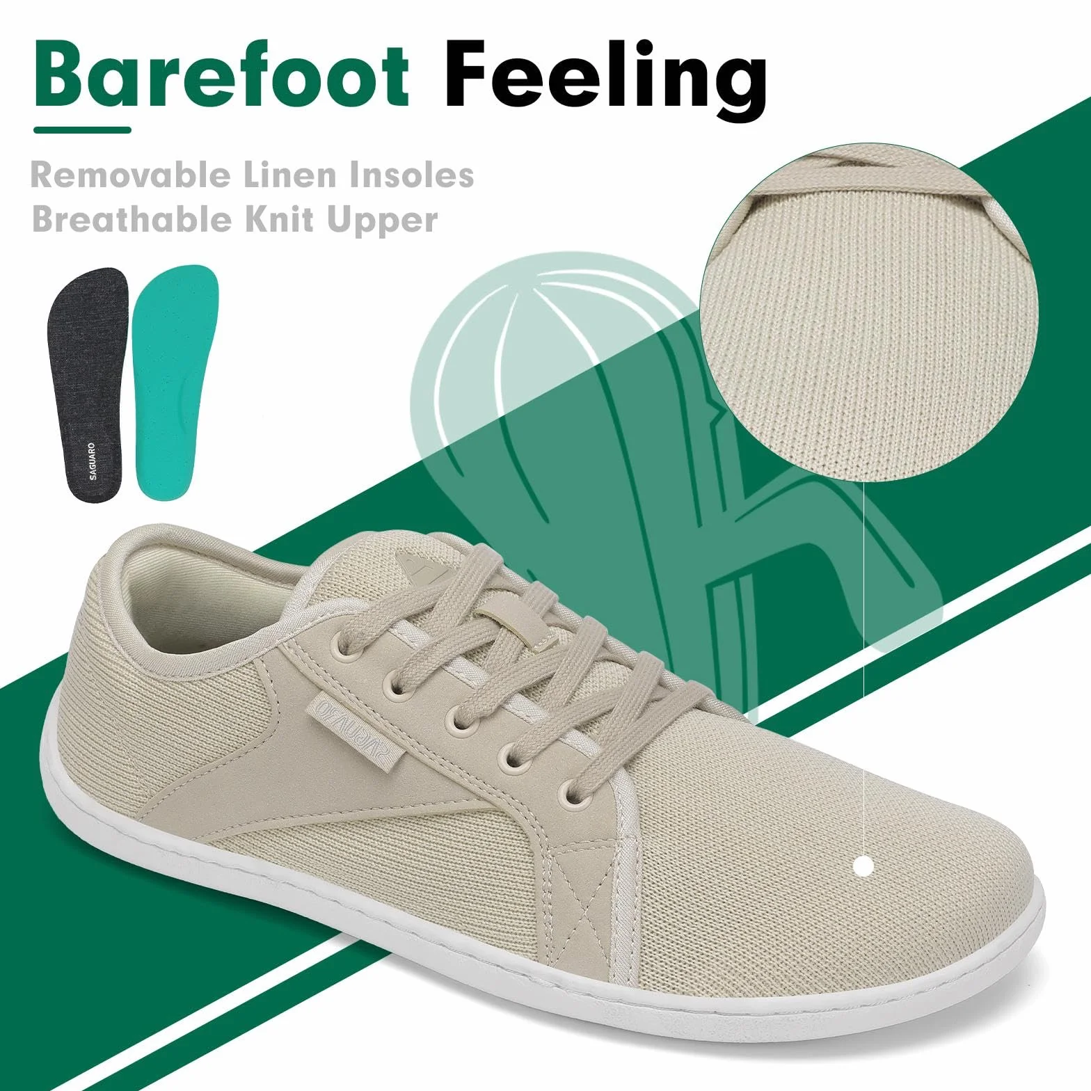 SAGUARO Unisex Knit buty barefoot z podeszwą Zero Drop, Luck, rozmiary 36-48