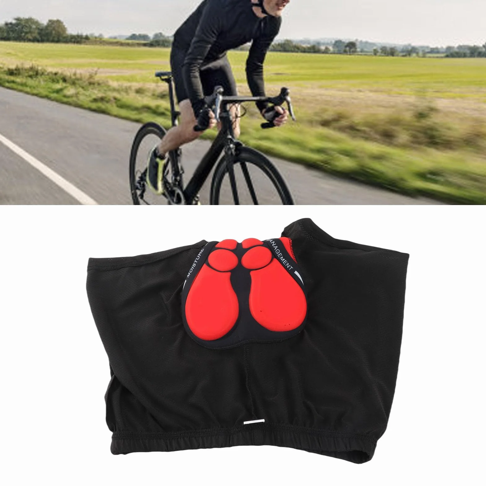 Tbest Spodenki rowerowe, bielizna rowerowa, bielizna rowerowa 3D, wyściełana, silikonowa, oddychające, szybkoschnące, do roweru górskiego, dla mężczyzn i kobiet, czarne