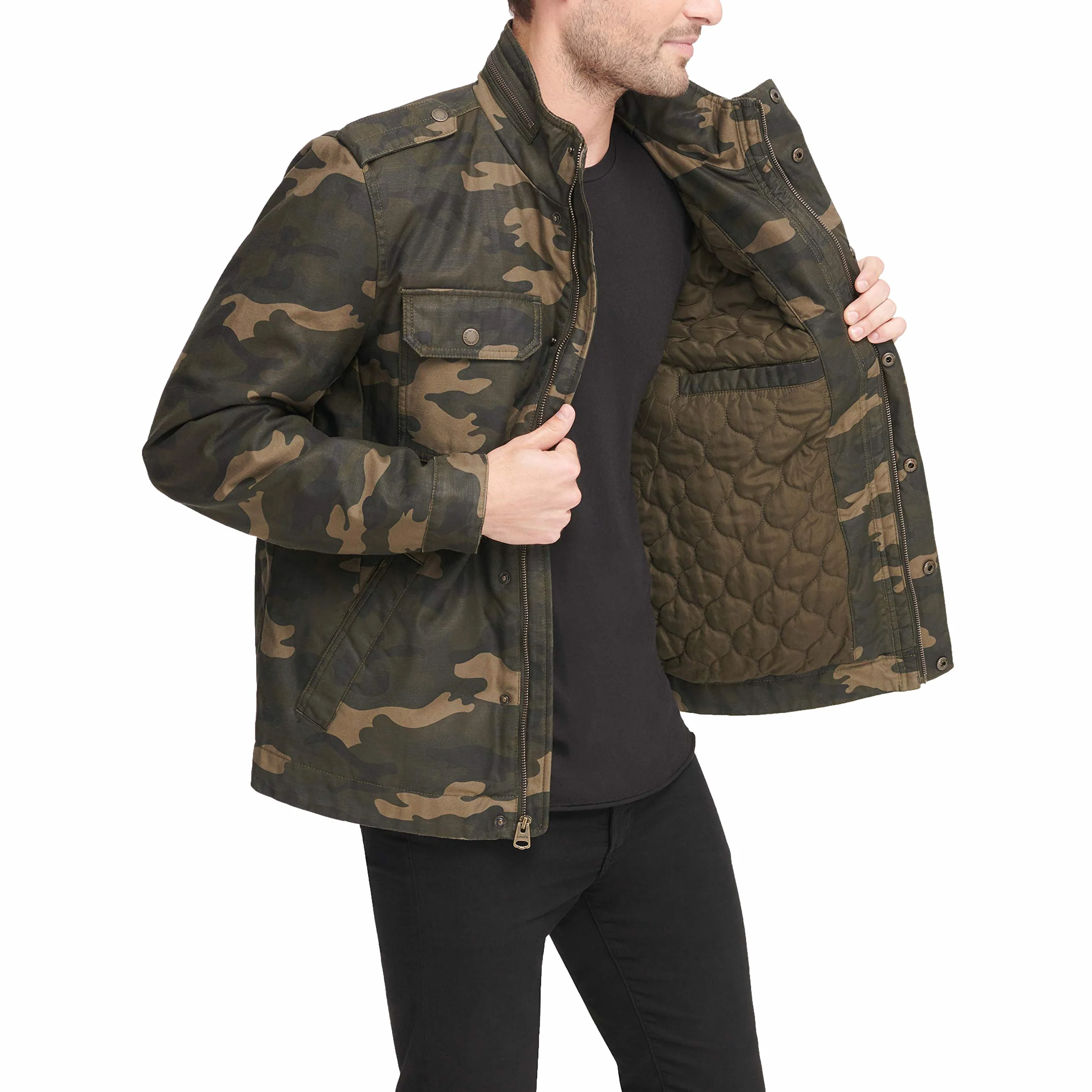 Levi's Bawełniana lekka kurtka Mężczyźni Washed Cotton Two Pocket Military Jacket