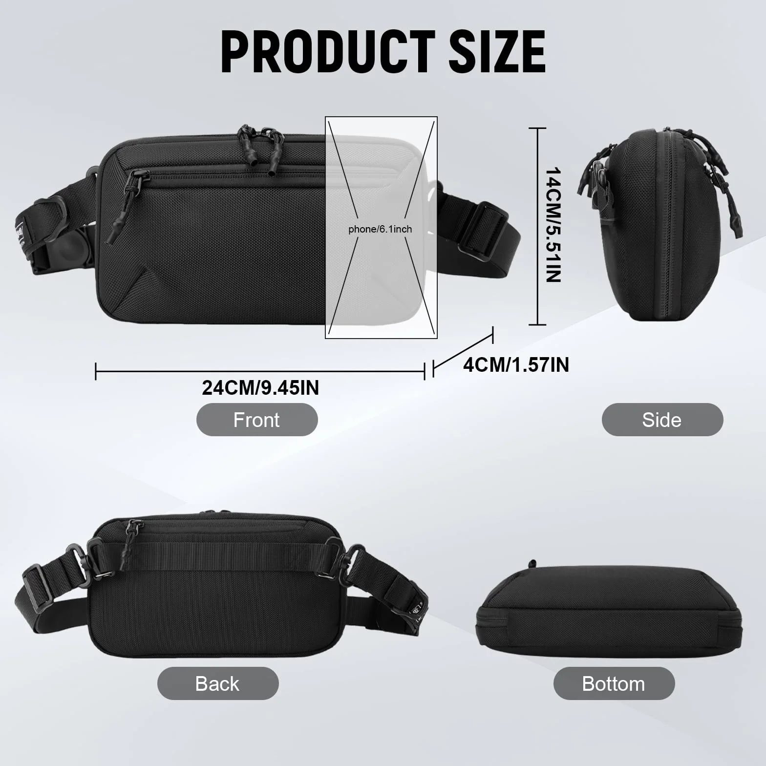 Aucuu Sling Bag dla mężczyzn i kobiet, antykradzieżowa torba na brzuch, torba na pasek, torba na ramię z regulowanymi ramiączkami, torba na ramię, torba crossbody na podróż, do jazdy samochodem