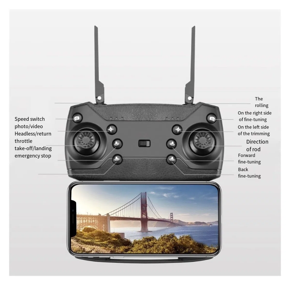 Składany dron Quadcopter Mini Drone 4K Professional HD Podwójna kamera 1080P WiFi Fotografia lotnicza Helikopter Składany quadcopter Kamera Drony Zabawki (Kolor : Brak kamery Rozmiar: 1) (1080P 2B 1)