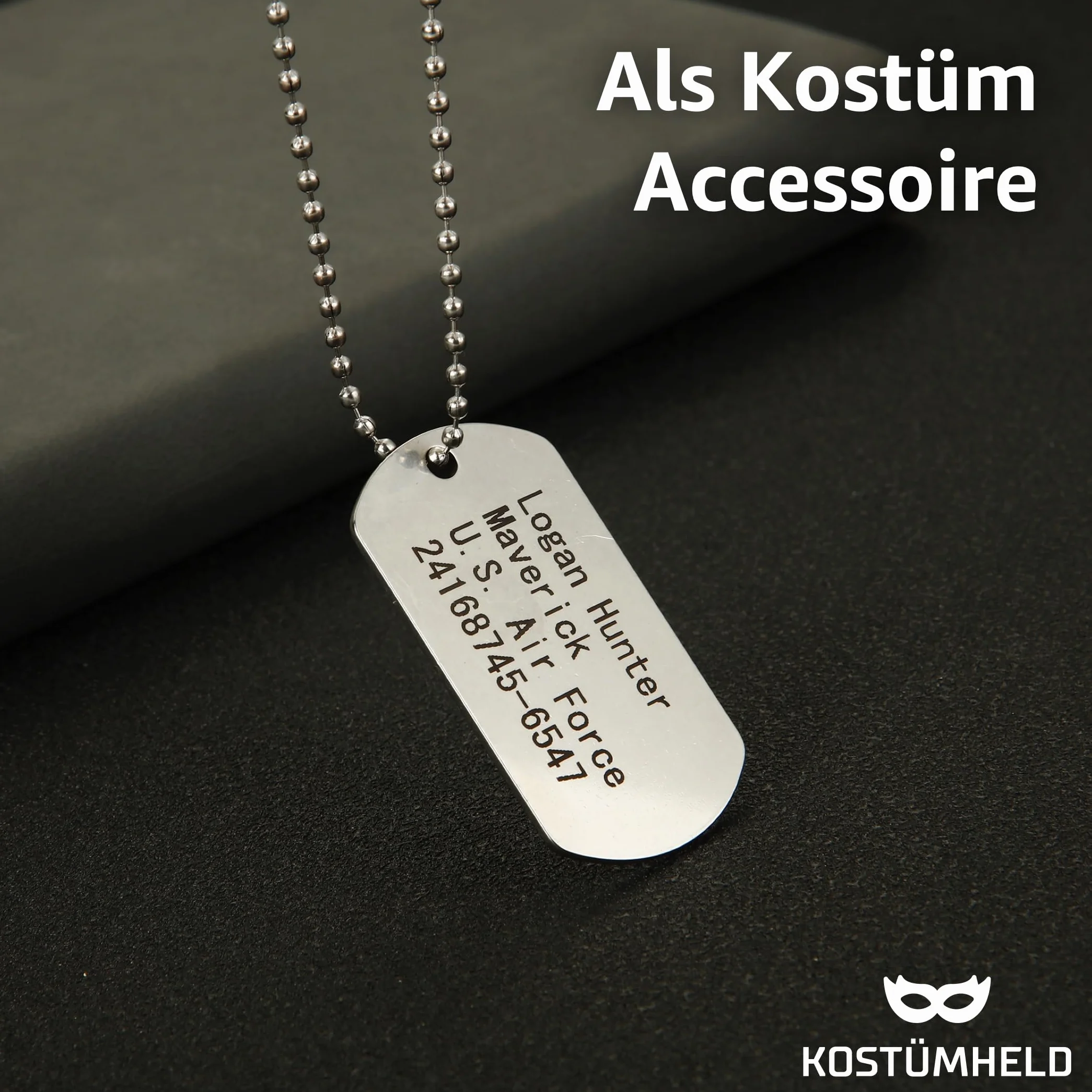 TK Gruppe Timo Klingler Nieśmiertelnik US Army Dog Tag – nieśmiertelnik srebrny, łańcuszek jako dodatek żołnierza na karnawał