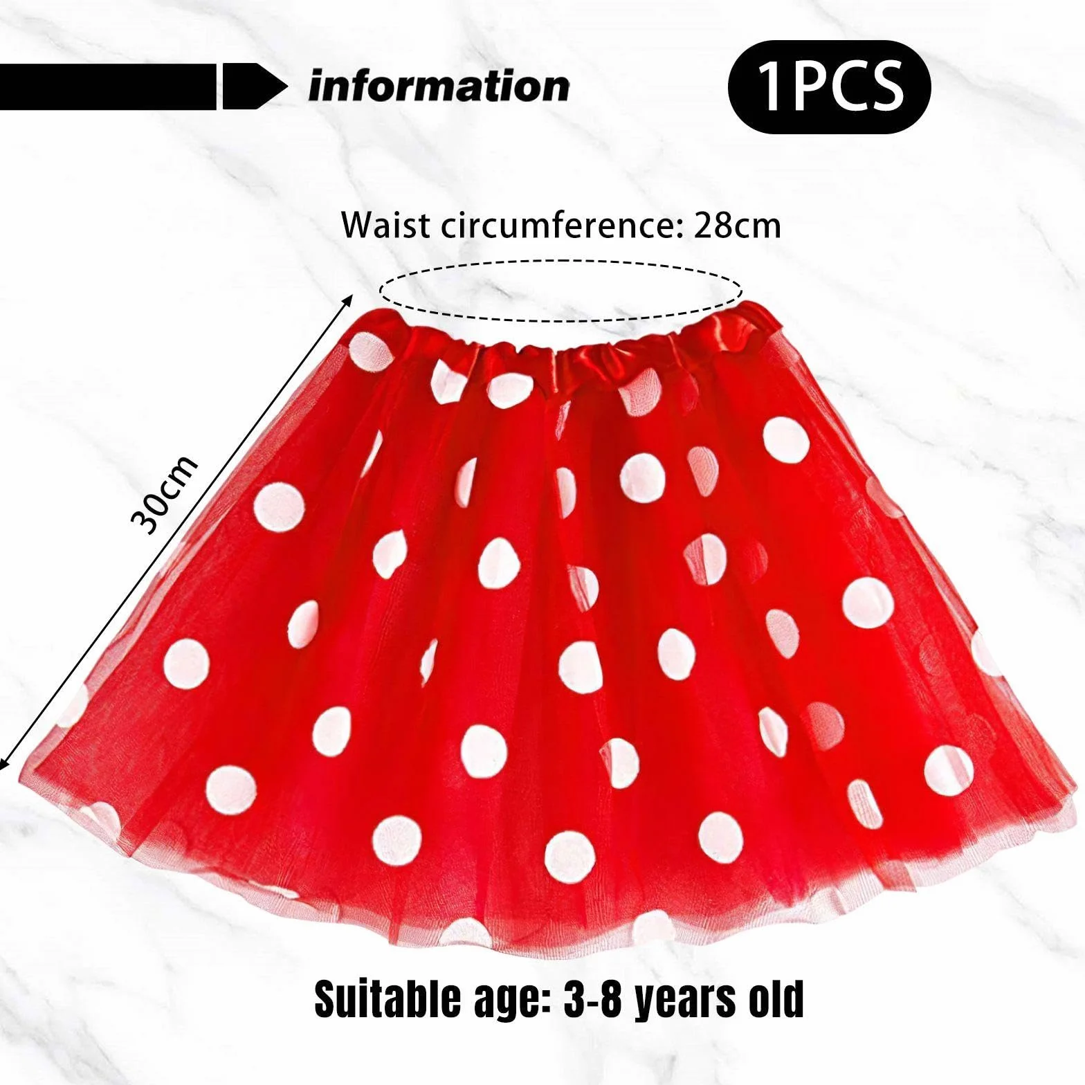 1 sztuka Red Polka Dot -Rock, klasyczna modna spódnica księżniczki, dziewczęcy tutu, kostium występowy, rekwizyt, kostium na imprezę wakacyjną, czerwony, M