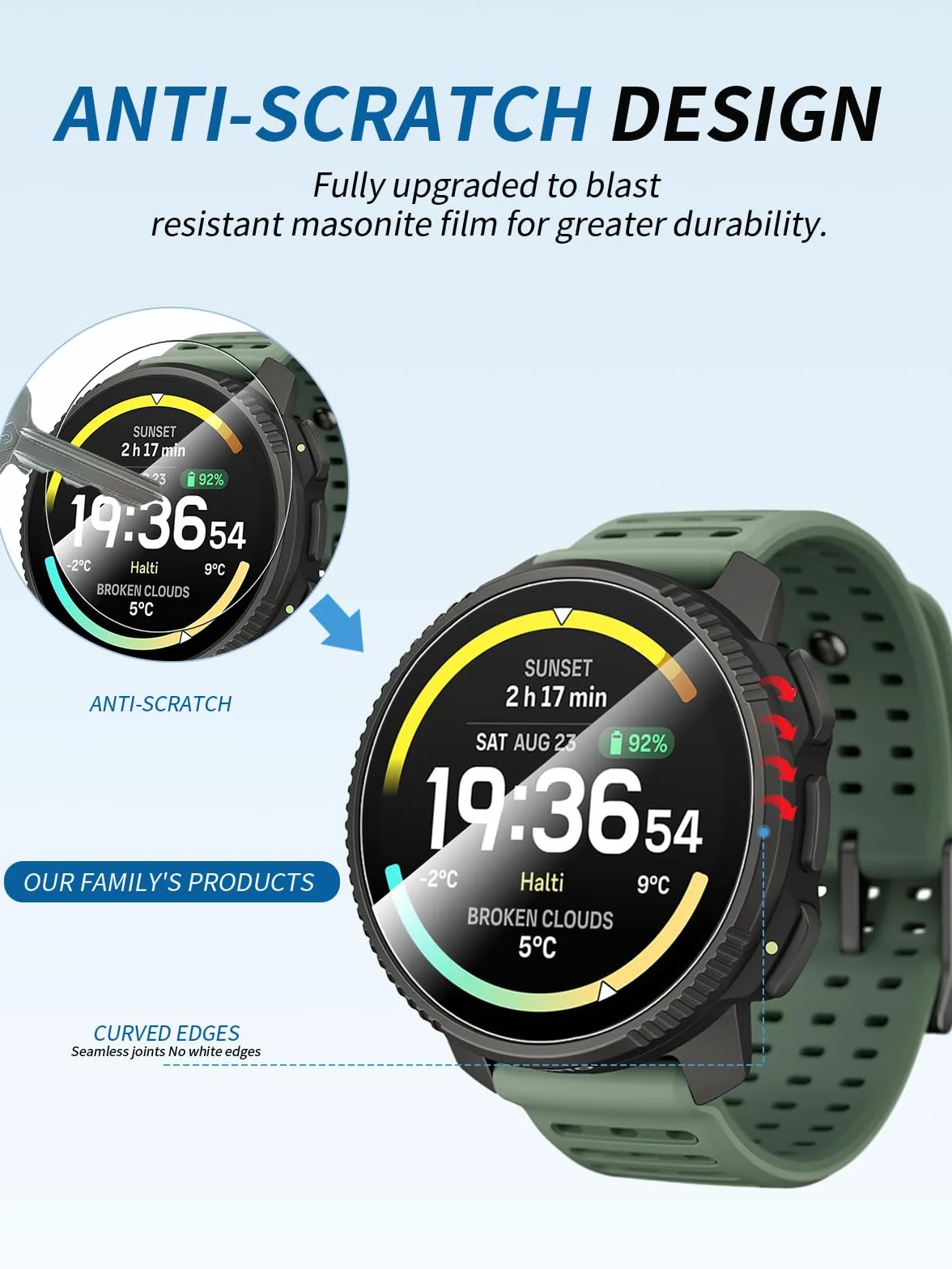 (3 sztuki) folia ochronna do zegarka Suunto Vertical 2 Smartwatch, yystao hartowane szkło folia ochronna na wyświetlacz, wysoka rozdzielczość, odporna na zarysowania, wrażliwa na dotyk, twardość 9H
