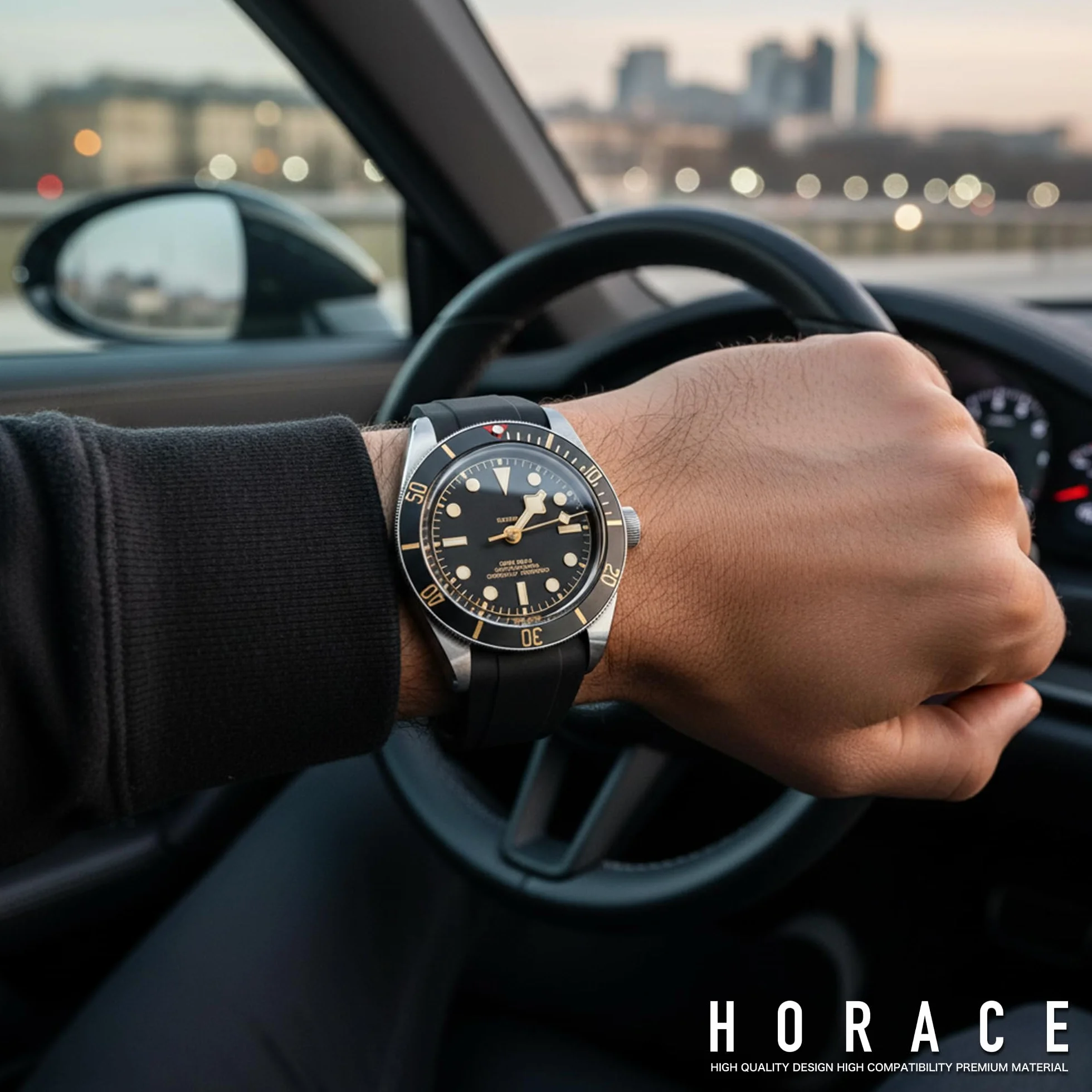 HORACE Wysokiej jakości pasek z fluorogumy kompatybilny z Tudor Black Bay 58 BB58 20mm