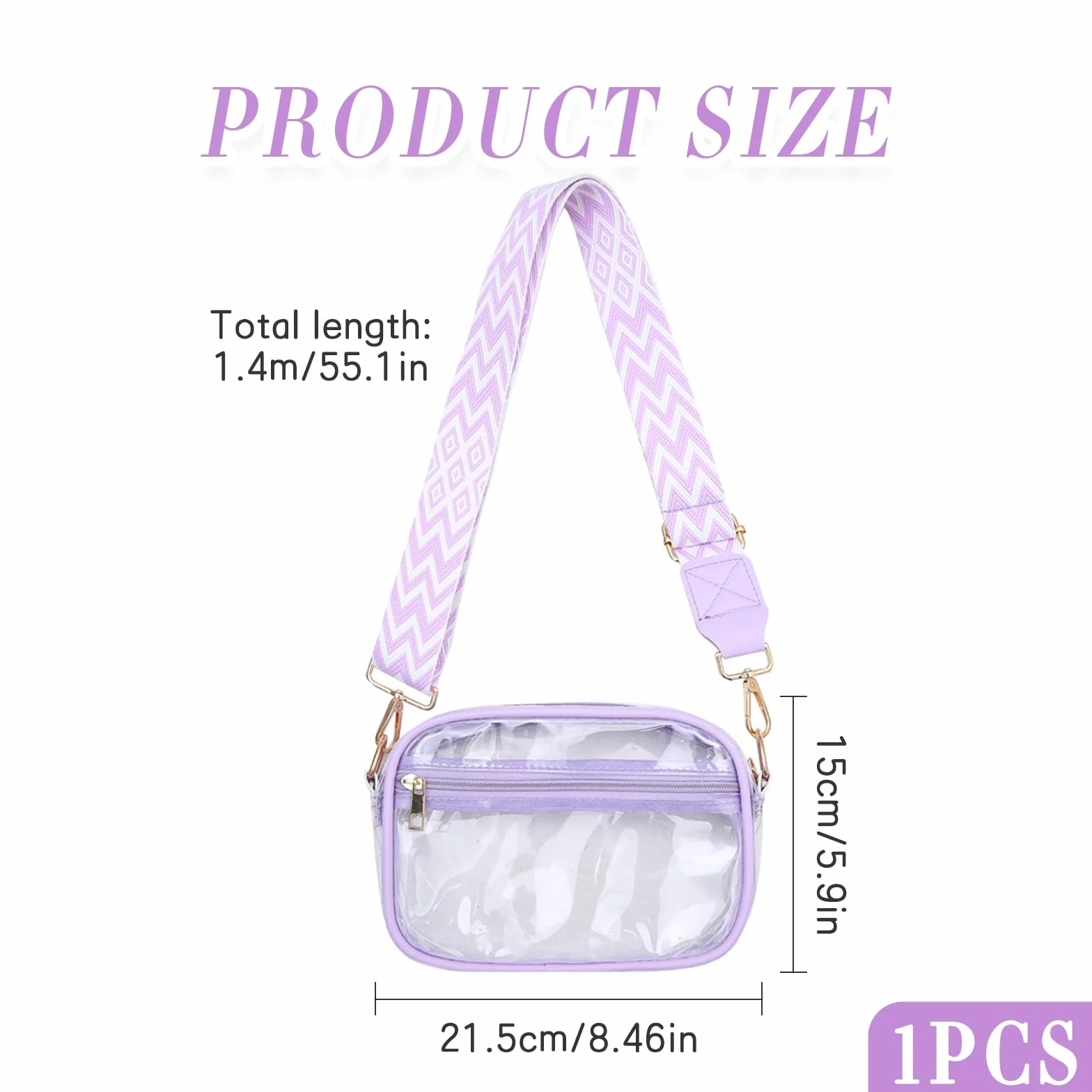 Przezroczysta torba crossbody, wodoodporna torba listonoszka, przezroczysta torba na koncert, dla kobiet i mężczyzn, przezroczysta torba na ramię z PCW, z regulowanym paskiem, na koncerty, zakupy,