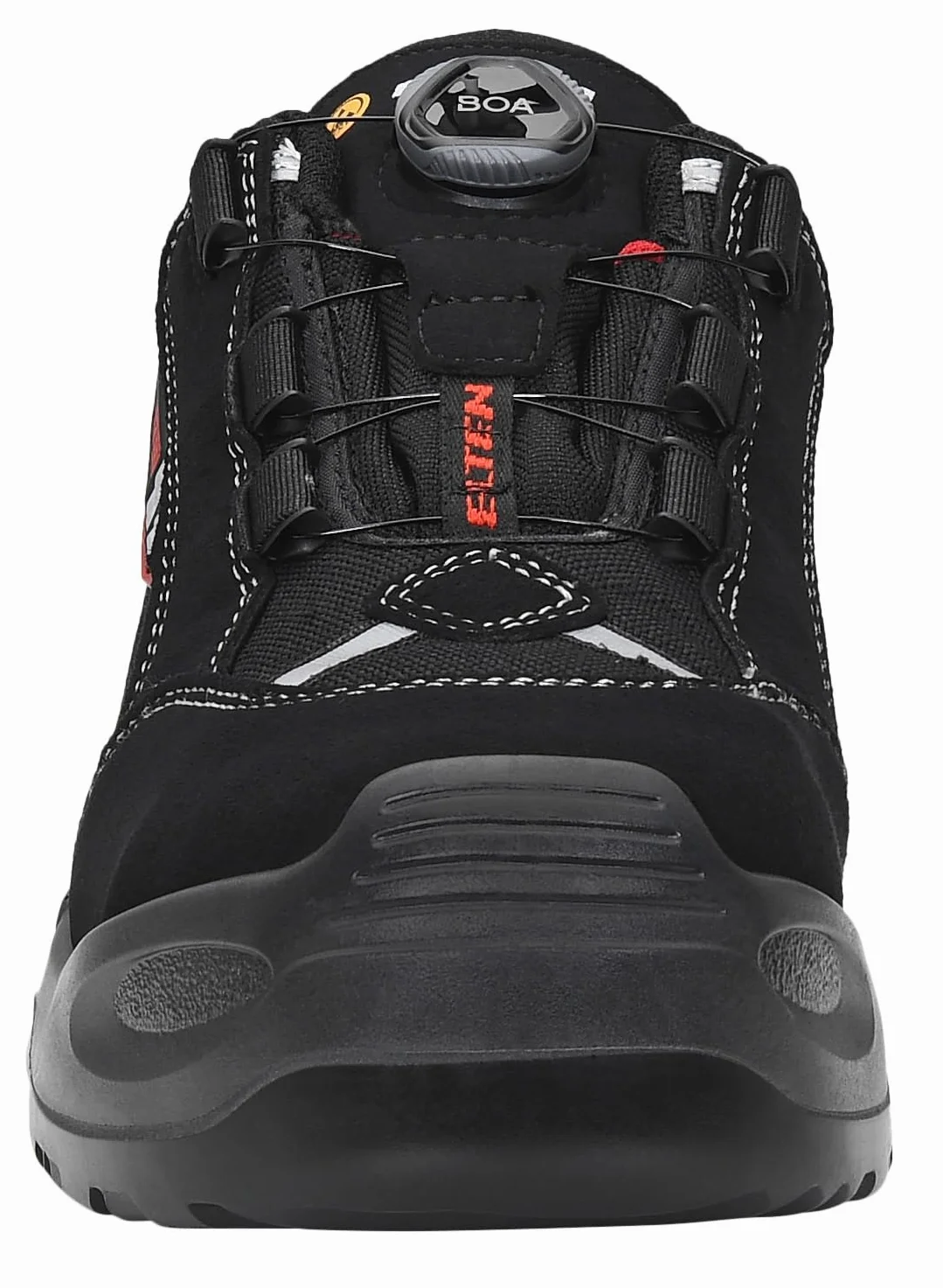 ELTEN SENEX BOA ESD S3 buty ochronne, męskie, tekstylne, aluminiowe noski (lżejsze niż stalowy nosek), lekkie, sportowe, czarne/czerwone, rozmiar: 47