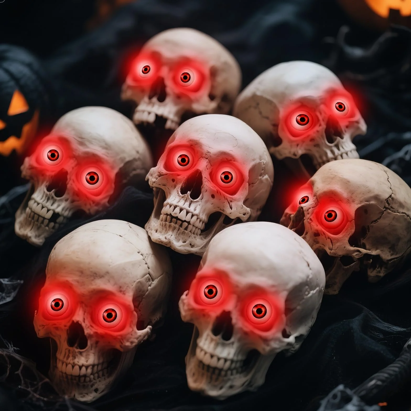 Świecące oczy LED na Halloween, dekoracje kostiumowe, maski Cosplay i czaszki (czerwone 2)