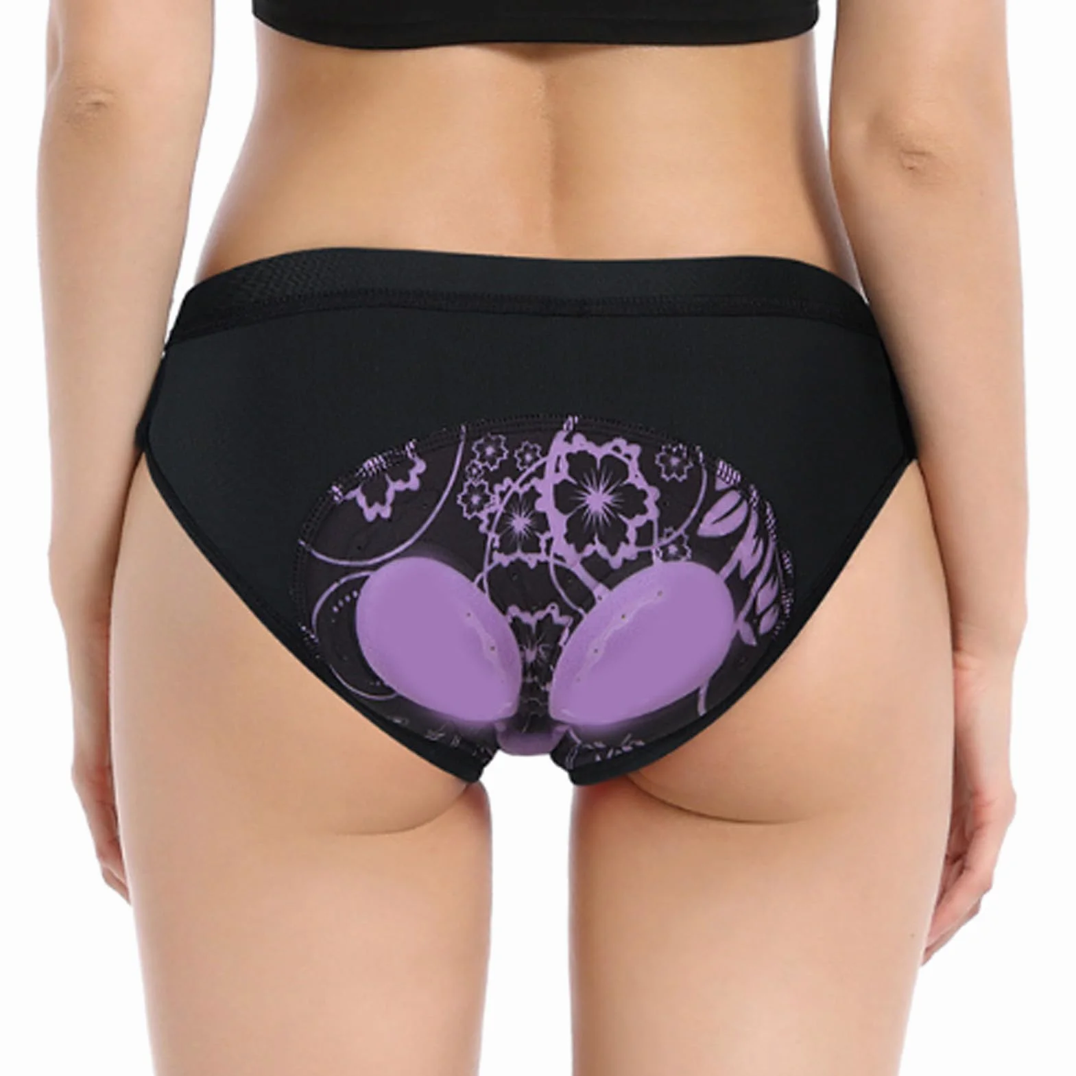 Oddychająca Damska Bielizna Rowerowa z amortyzacją 3D Wyściełane Spodenki Rowerowe Bielizna Czarna (2XL)