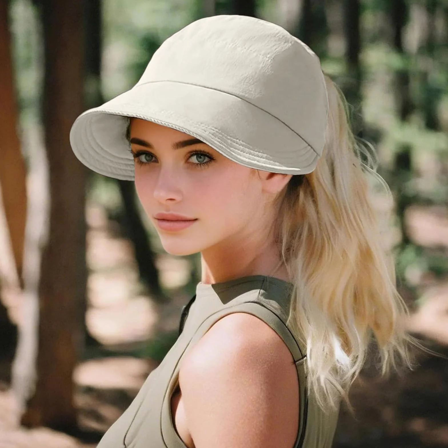 Damski kapelusz przeciwsłoneczny, ochrona UV 50, outdoorowa ochrona przed promieniowaniem UV, Hollow Top Sun, damska czapka bejsbolowa, składana, nadaje się do aktywności na świeżym powietrzu