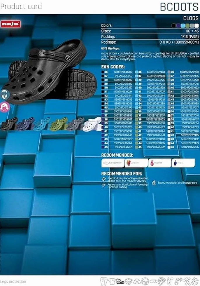 REIS BCDOTS Klapki Robocze, Ochronne, Ogrodowe, do Gastronomii, Buty Ochronne, Kolor: Szary, Rozmiar 39