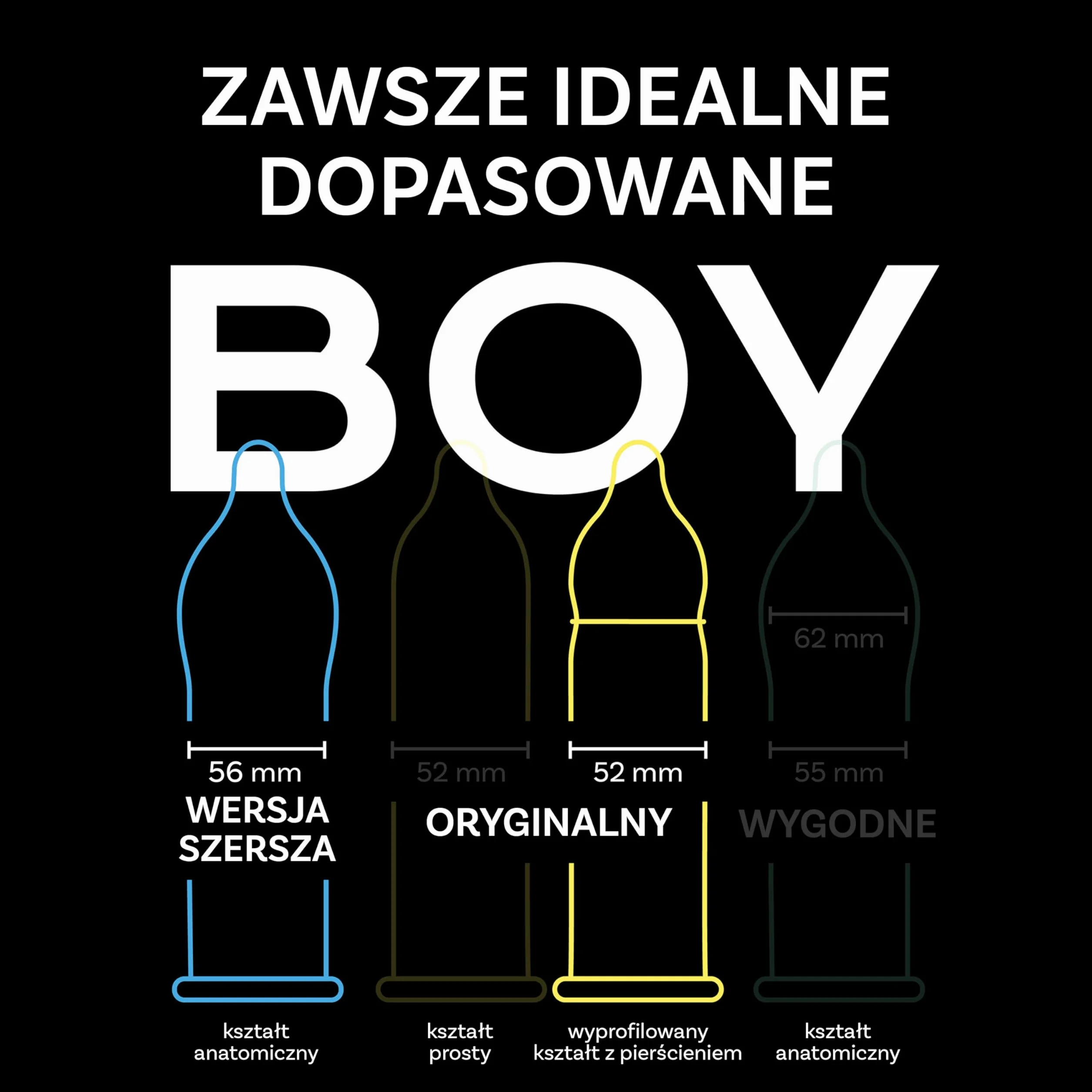 BILLY BOY Prezerwatywy | w zestawie THE BOX 50 prezerwatyw w rozmiarach 52 mm i 56 mm | 8 różnych rodzajów w jednym zestawie (1 × 50 sztuk)