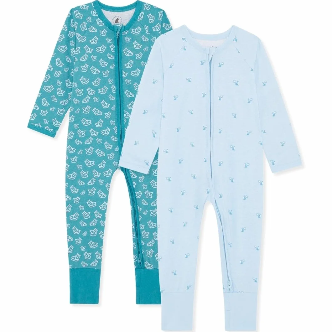 Bramble & Bear (2 szt. w opakowaniu unisex śpioszki dla niemowląt, Czerwony i turkusowy, 9-12 miesięcy