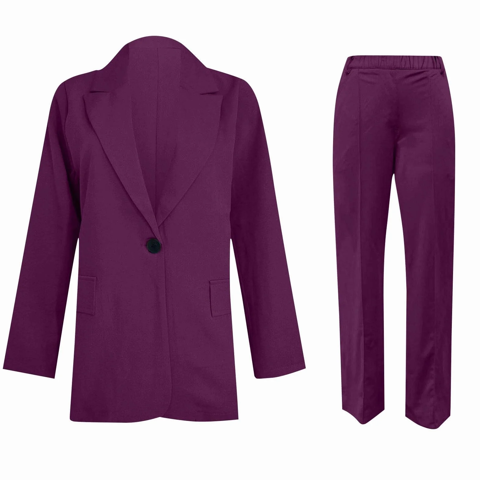 Generisch Eleganckie kombinezony damskie do garnituru, jednokolorowe, streetwear, dwuczęściowy, biznesowe, nowoczesne spodnie do garnituru, krój slim fit, sportowy strój biurowy, elegancki, 2
