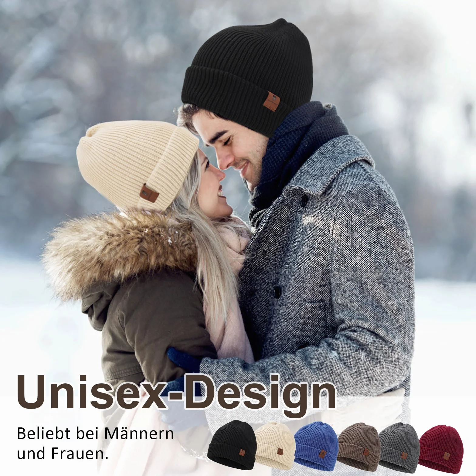 Czapka Beanie dla Mężczyzn i Kobiet, Uniseks Czapki Dzianiny na Jesień Zimę Dzianina Czapka Zimowa Damska Miękka i Ciepła Czapka Knitted Hats,Biały
