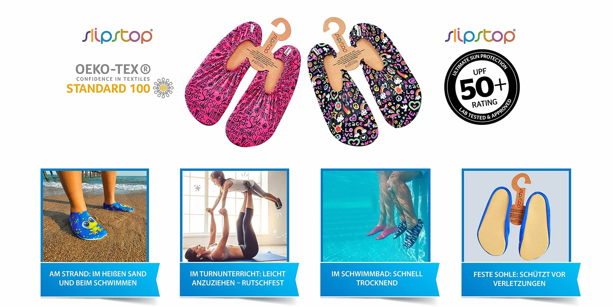 Slipstop Dziecięce buty plażowe, antypoślizgowe, baletowe, buty do pływania, na urlop, do jogi, basenu, akwarium, dla dziewcząt i chłopców, zielone/kolorowe, różne rozmiary