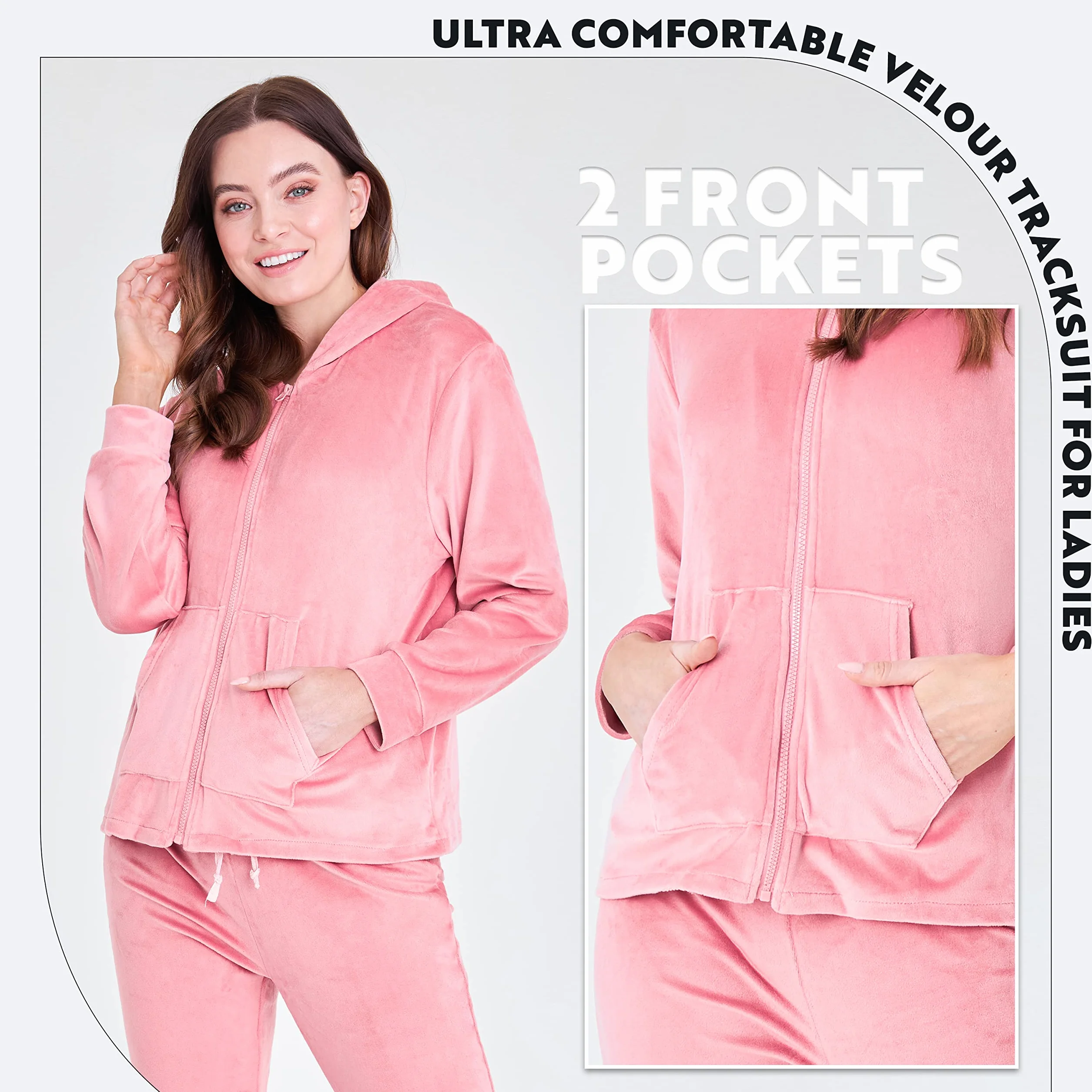CityComfort Damski dres zapinany na zamek welurowy dres dresowy - bluza z kapturem, joggery 2-częściowy zestaw
